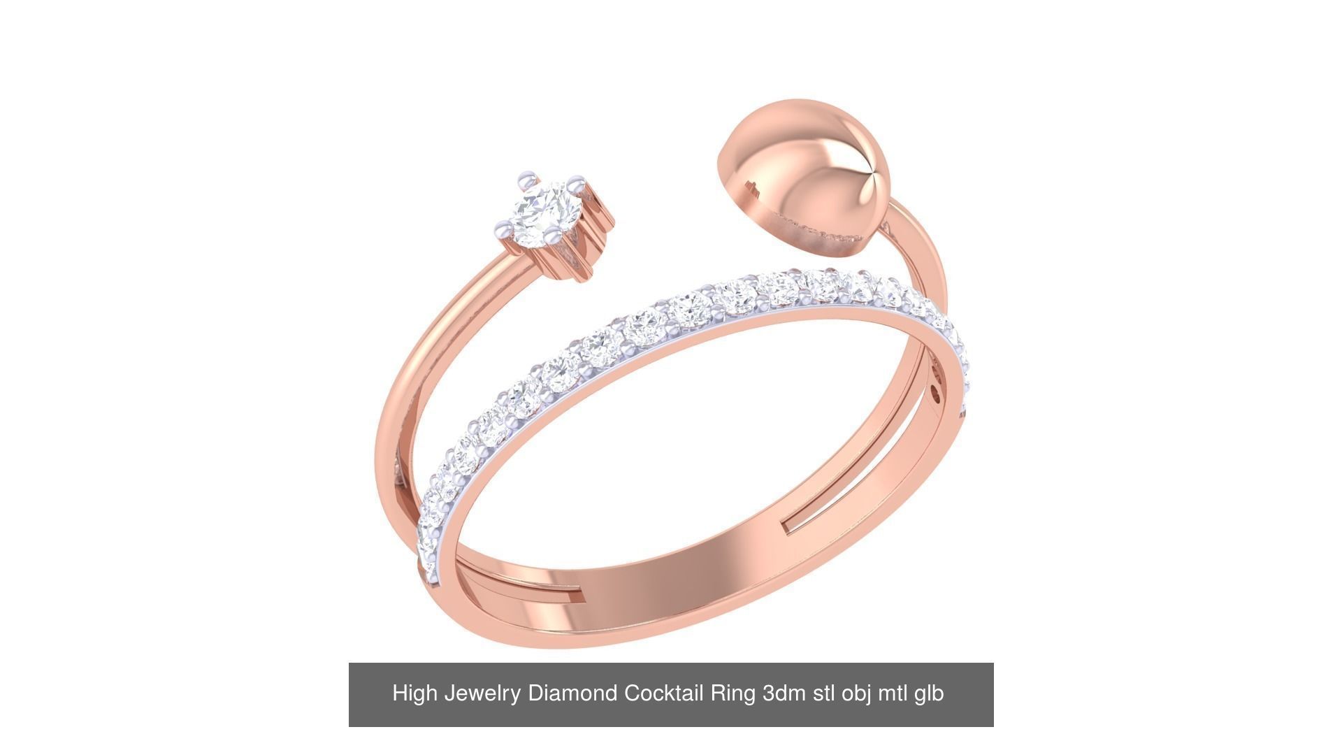 156 High Jewelry Diamond Cocktail Ring 3dm stl obj mtl glb 3D Model Collection_169