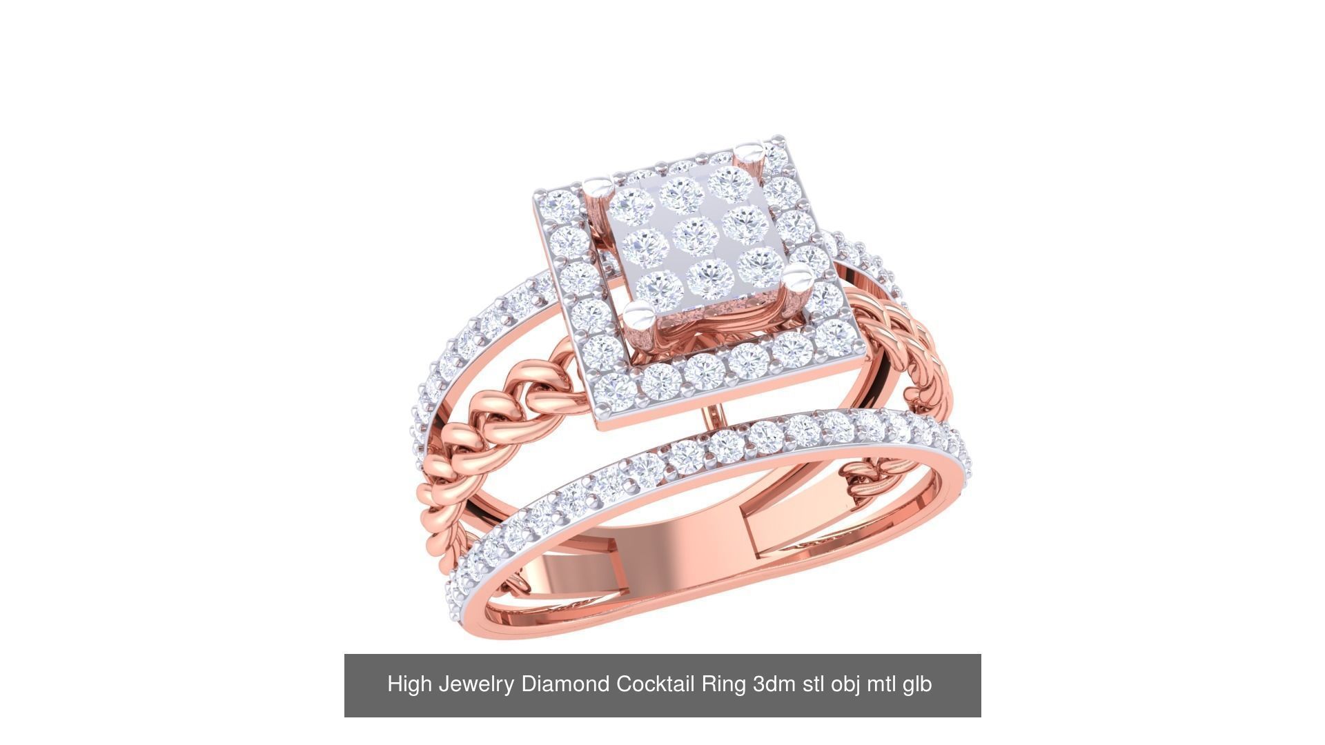 156 High Jewelry Diamond Cocktail Ring 3dm stl obj mtl glb 3D Model Collection_52