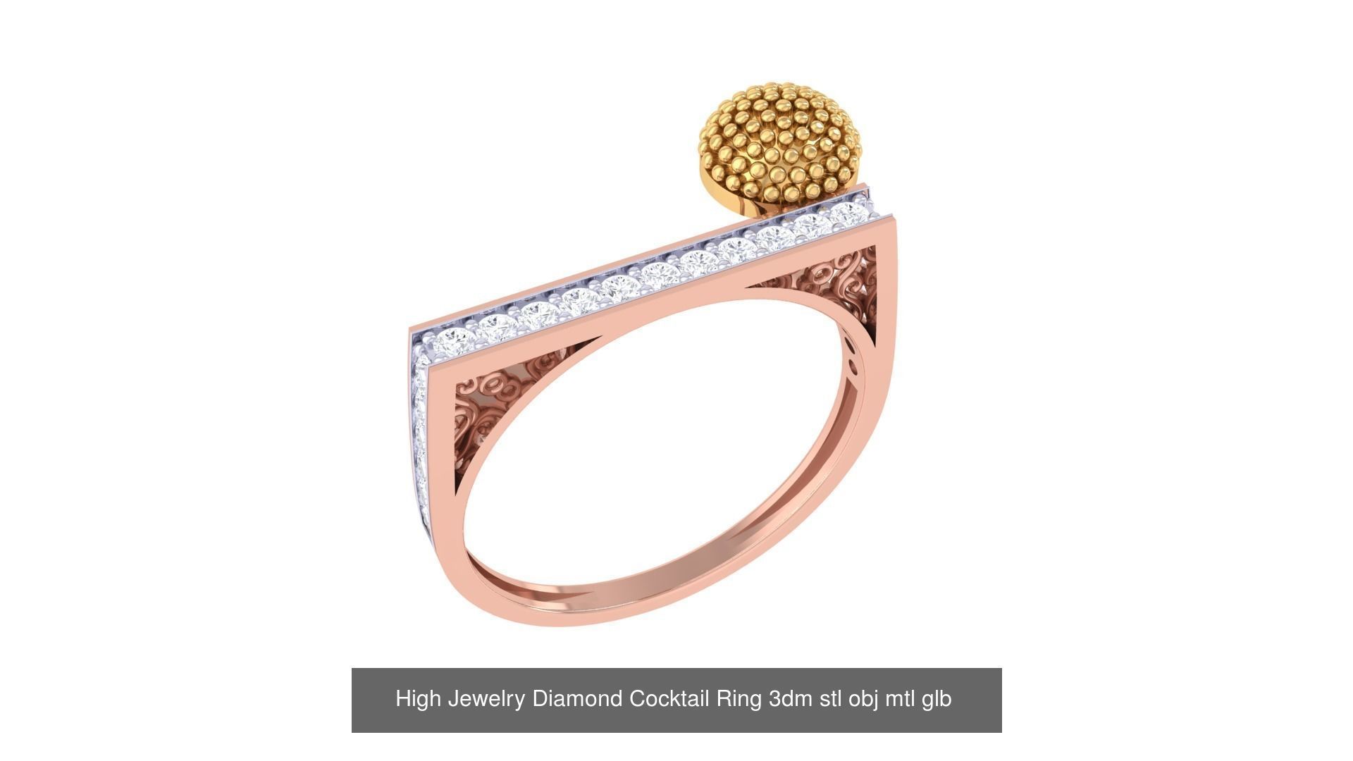 156 High Jewelry Diamond Cocktail Ring 3dm stl obj mtl glb 3D Model Collection_171