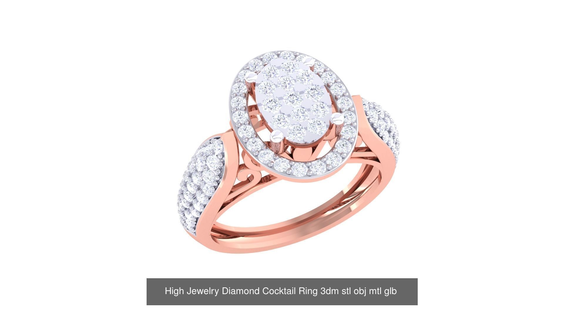 156 High Jewelry Diamond Cocktail Ring 3dm stl obj mtl glb 3D Model Collection_57