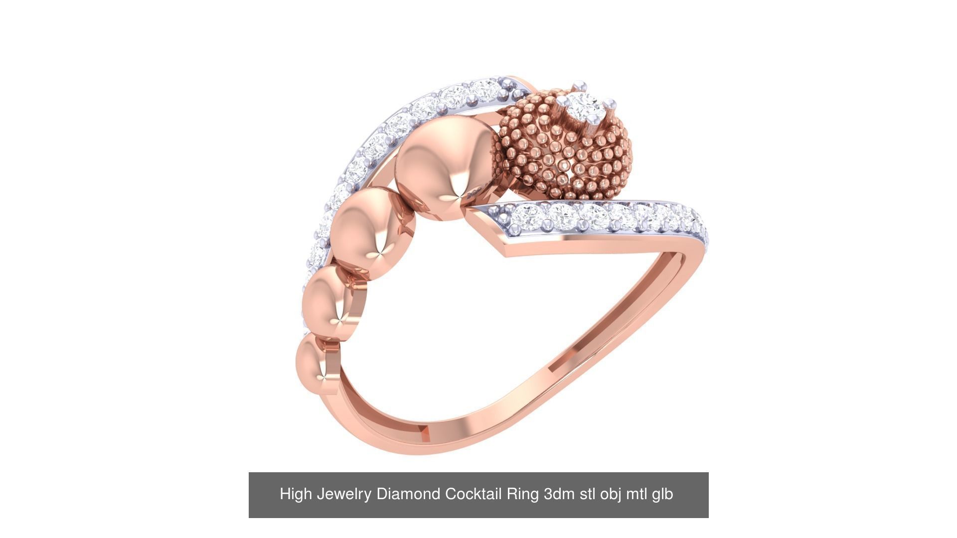 156 High Jewelry Diamond Cocktail Ring 3dm stl obj mtl glb 3D Model Collection_142