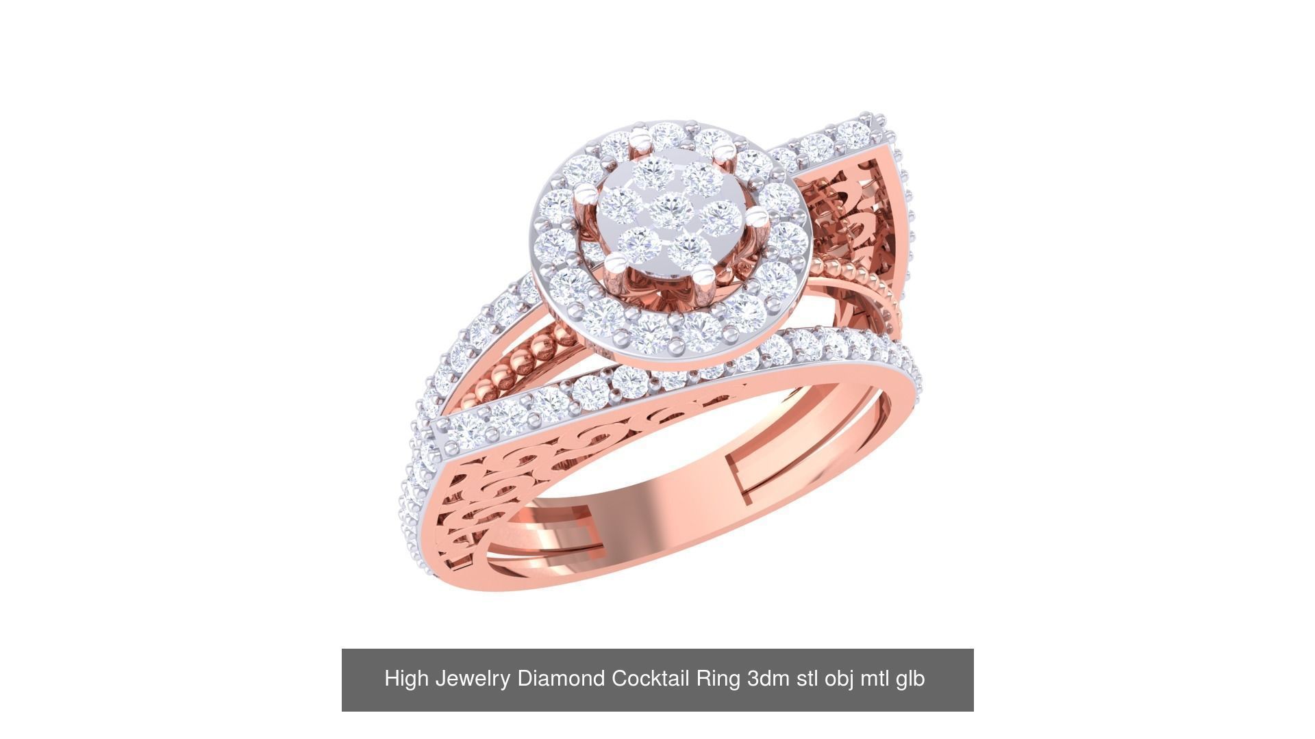 156 High Jewelry Diamond Cocktail Ring 3dm stl obj mtl glb 3D Model Collection_59