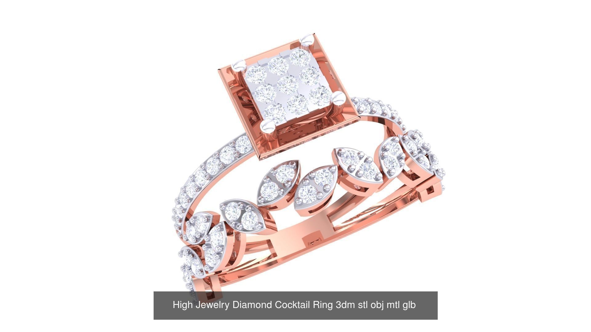 156 High Jewelry Diamond Cocktail Ring 3dm stl obj mtl glb 3D Model Collection_42