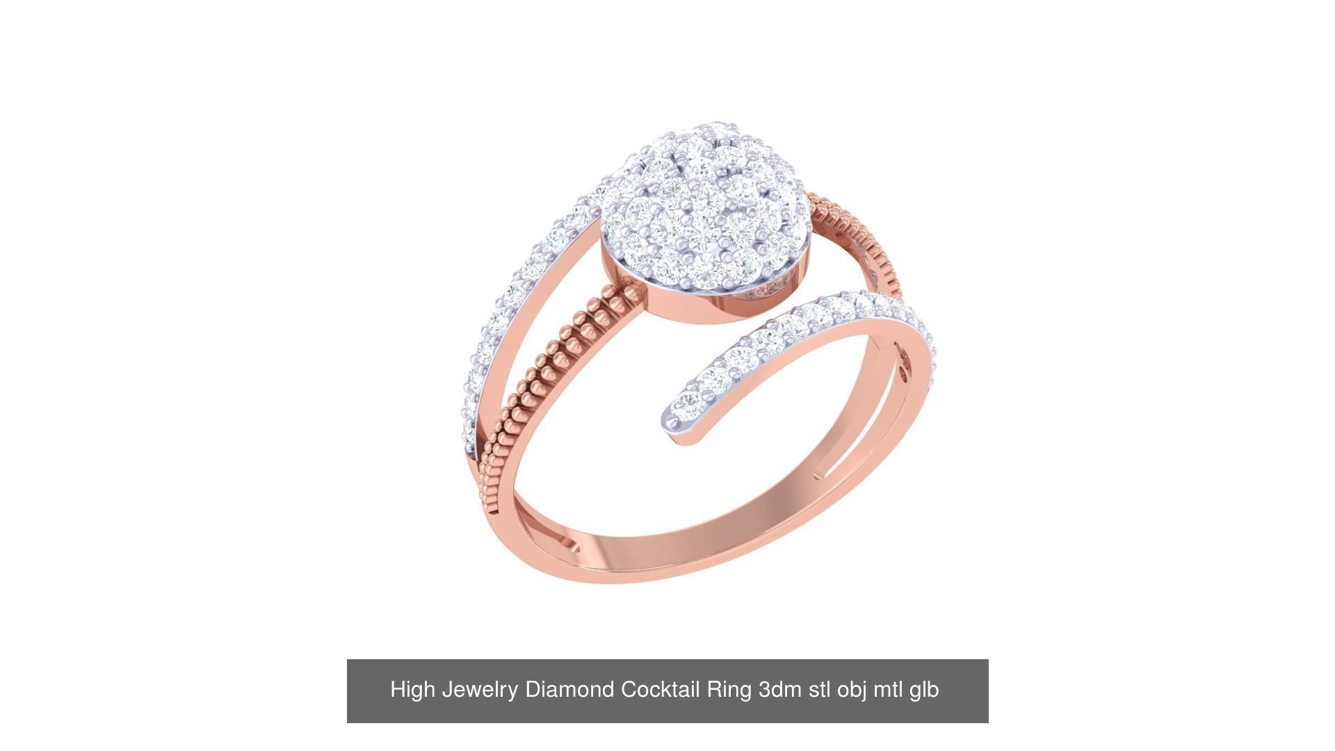 156 High Jewelry Diamond Cocktail Ring 3dm stl obj mtl glb 3D Model Collection_141