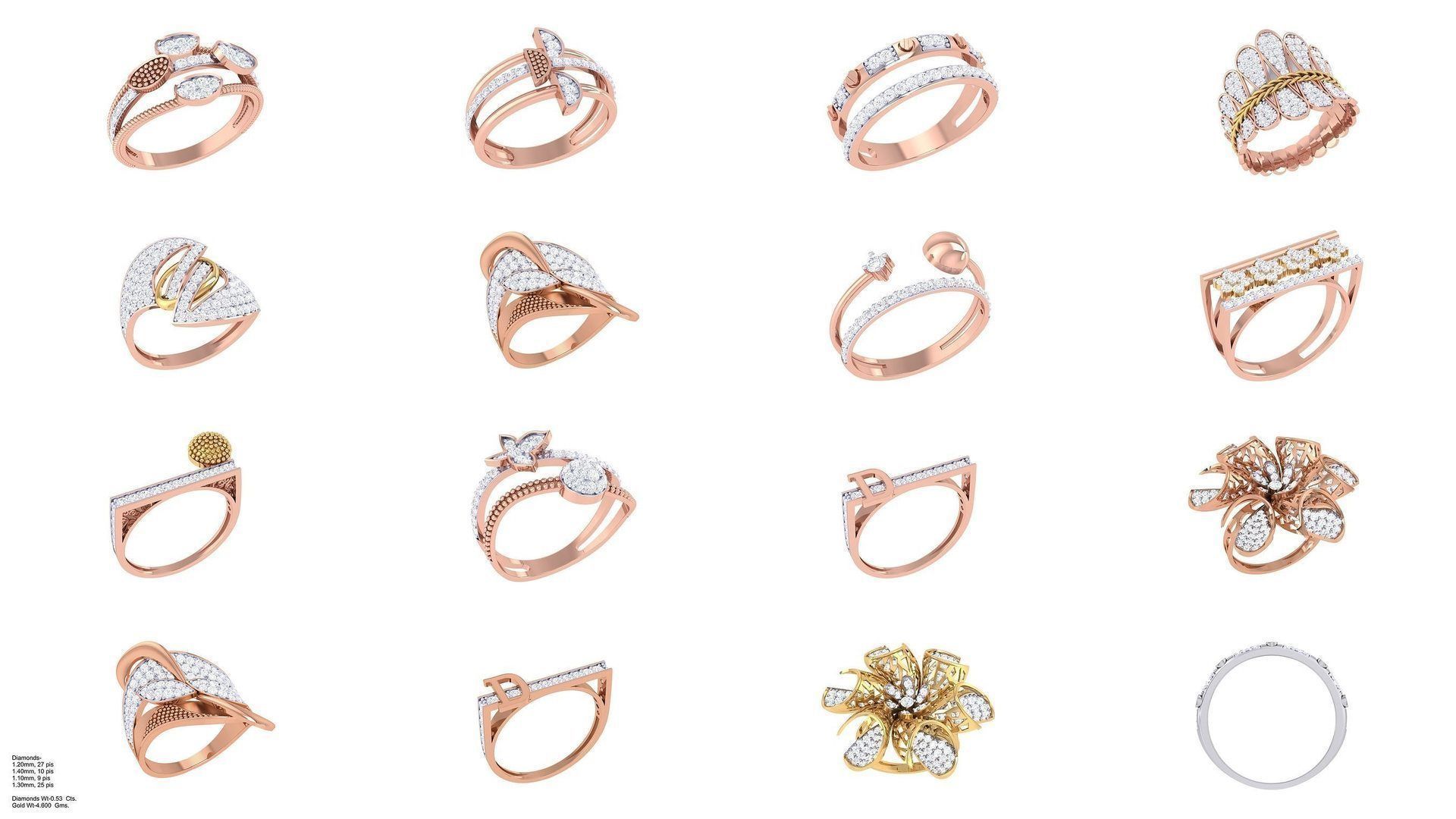 156 High Jewelry Diamond Cocktail Ring 3dm stl obj mtl glb 3D Model Collection_17