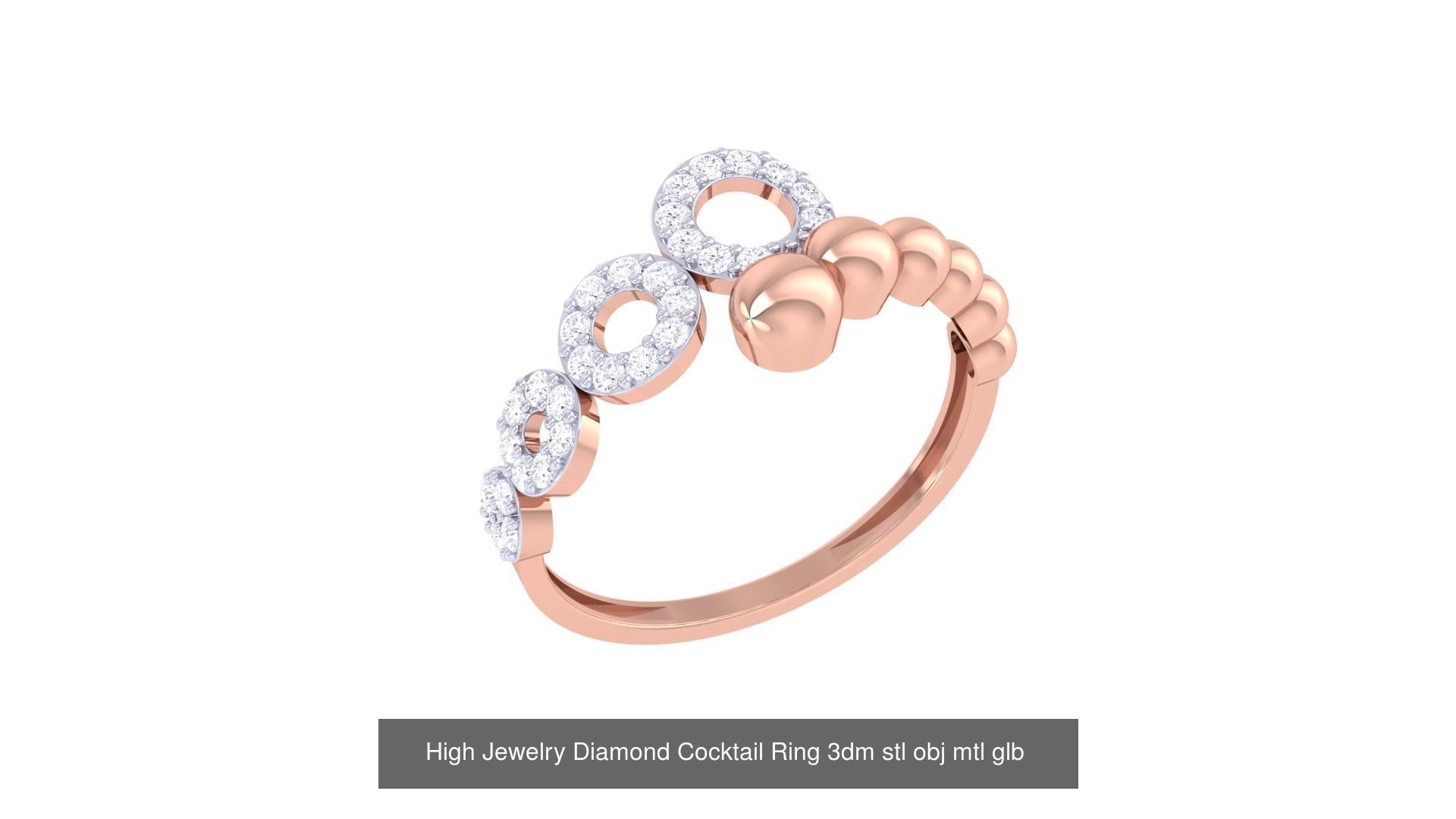 156 High Jewelry Diamond Cocktail Ring 3dm stl obj mtl glb 3D Model Collection_150