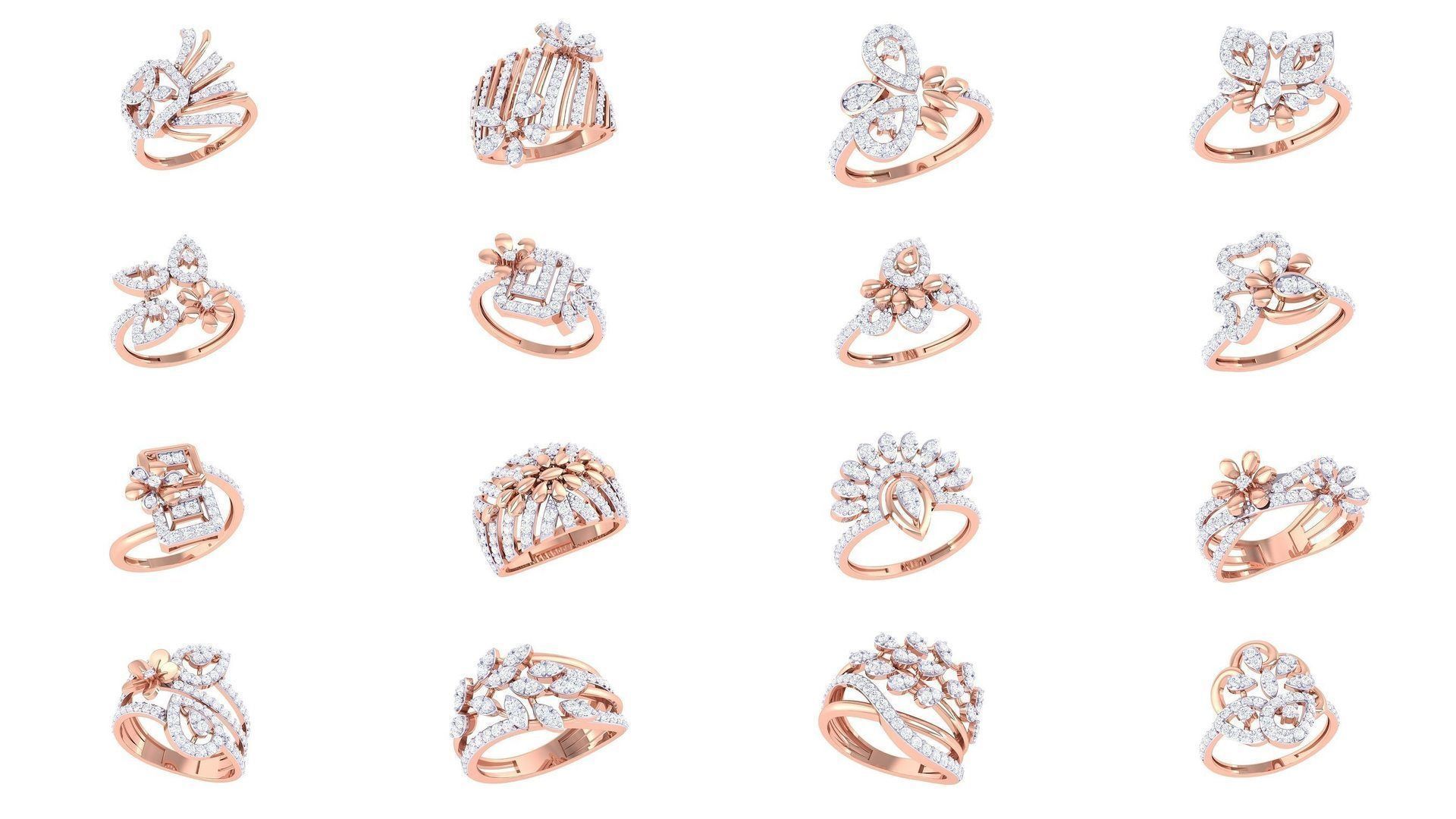 156 High Jewelry Diamond Cocktail Ring 3dm stl obj mtl glb 3D Model Collection_9