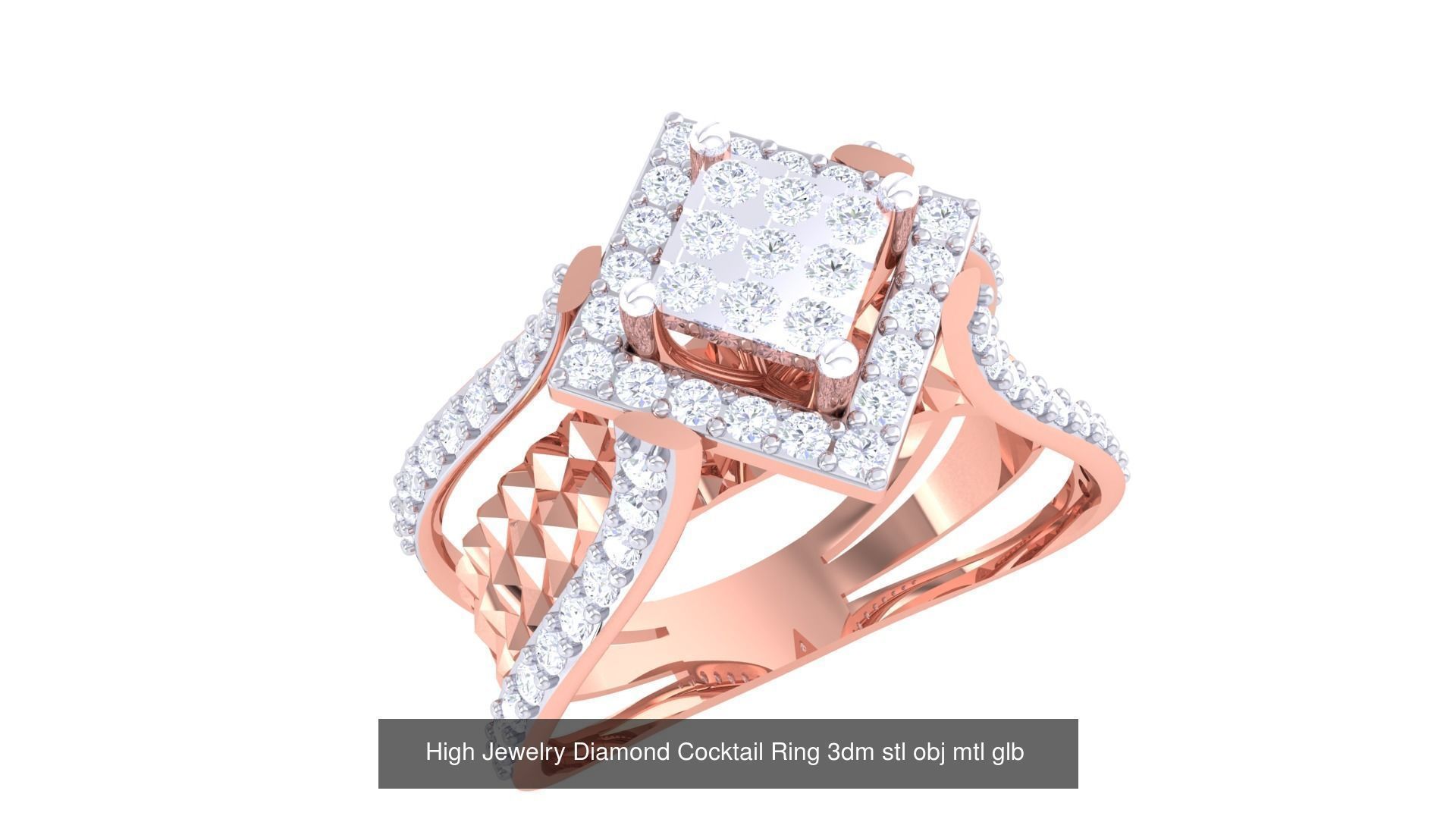 156 High Jewelry Diamond Cocktail Ring 3dm stl obj mtl glb 3D Model Collection_45