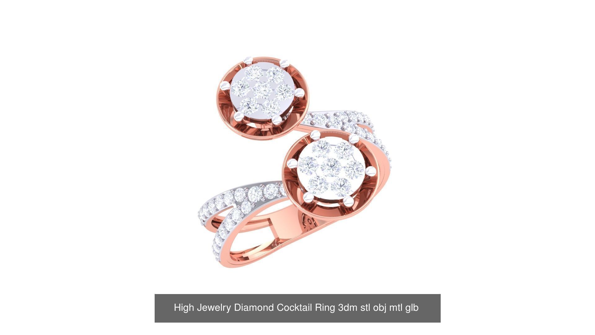 156 High Jewelry Diamond Cocktail Ring 3dm stl obj mtl glb 3D Model Collection_27