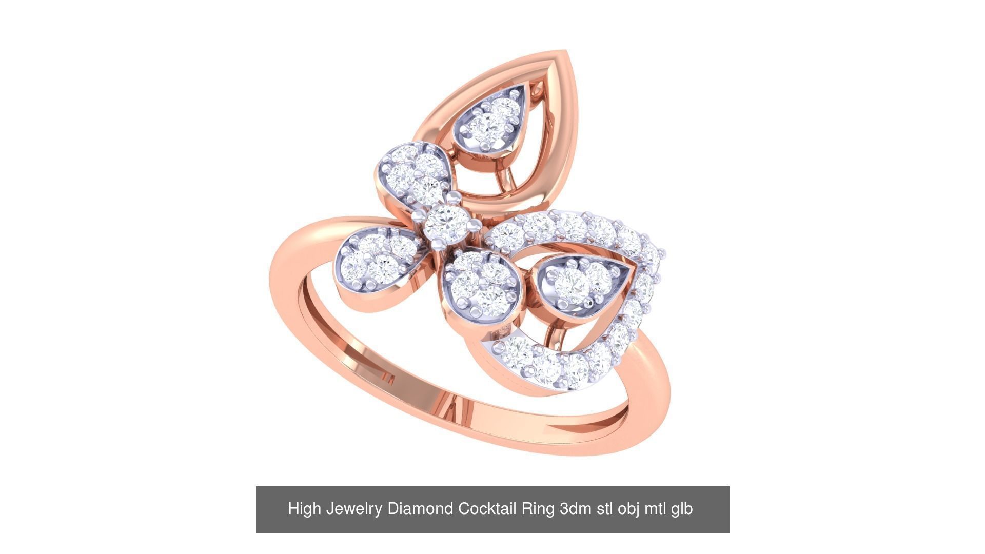 156 High Jewelry Diamond Cocktail Ring 3dm stl obj mtl glb 3D Model Collection_96