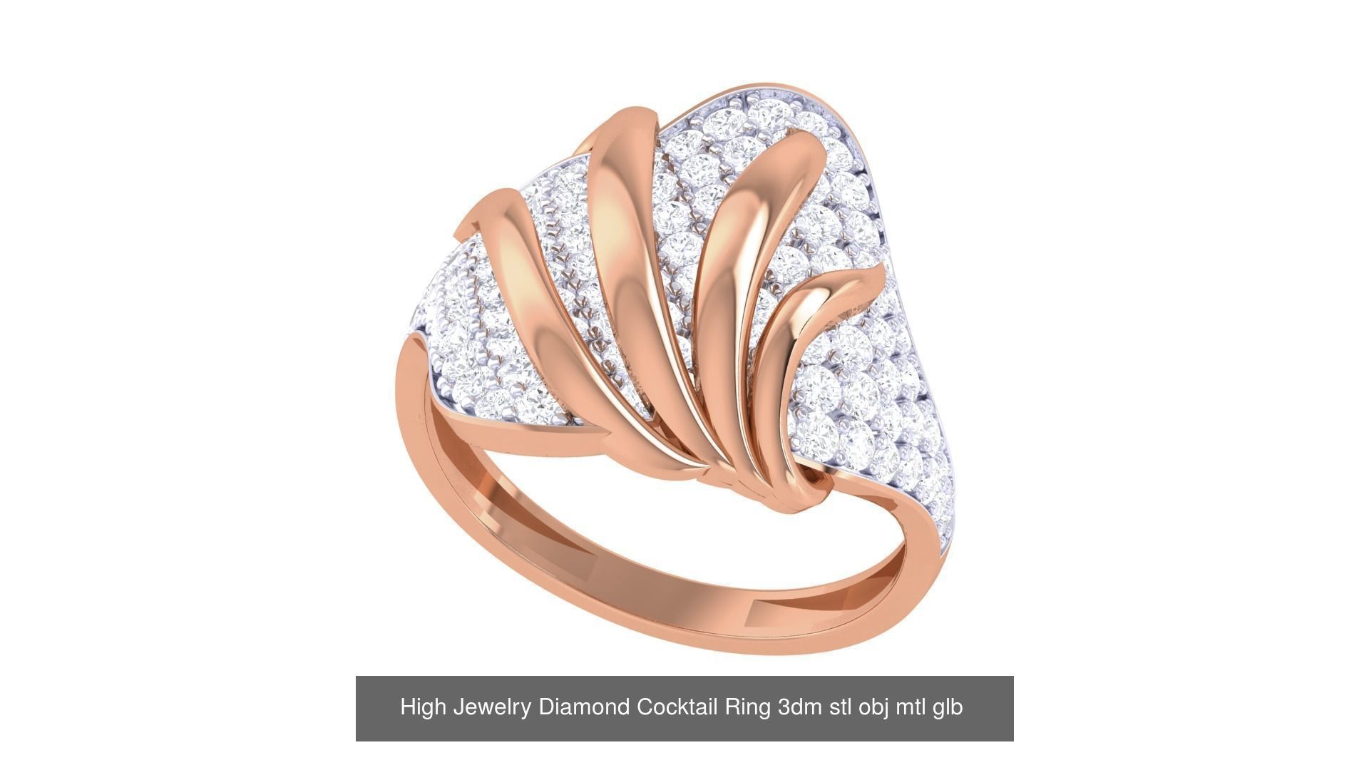 156 High Jewelry Diamond Cocktail Ring 3dm stl obj mtl glb 3D Model Collection_129