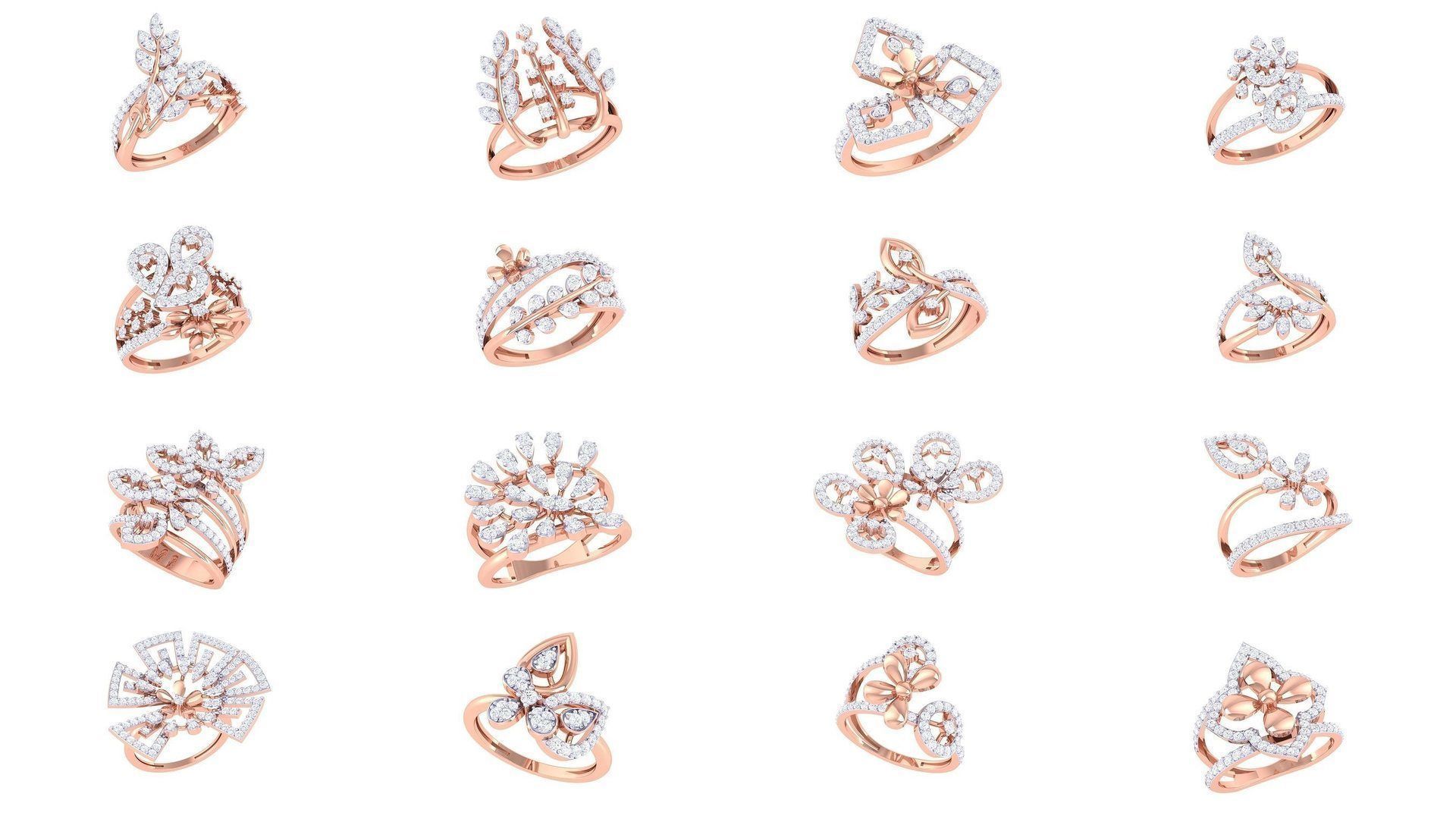 156 High Jewelry Diamond Cocktail Ring 3dm stl obj mtl glb 3D Model Collection_7