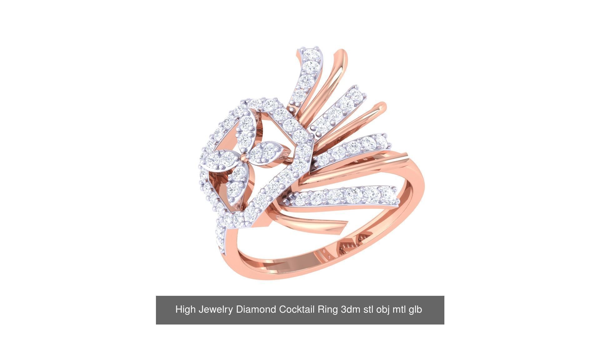 156 High Jewelry Diamond Cocktail Ring 3dm stl obj mtl glb 3D Model Collection_99