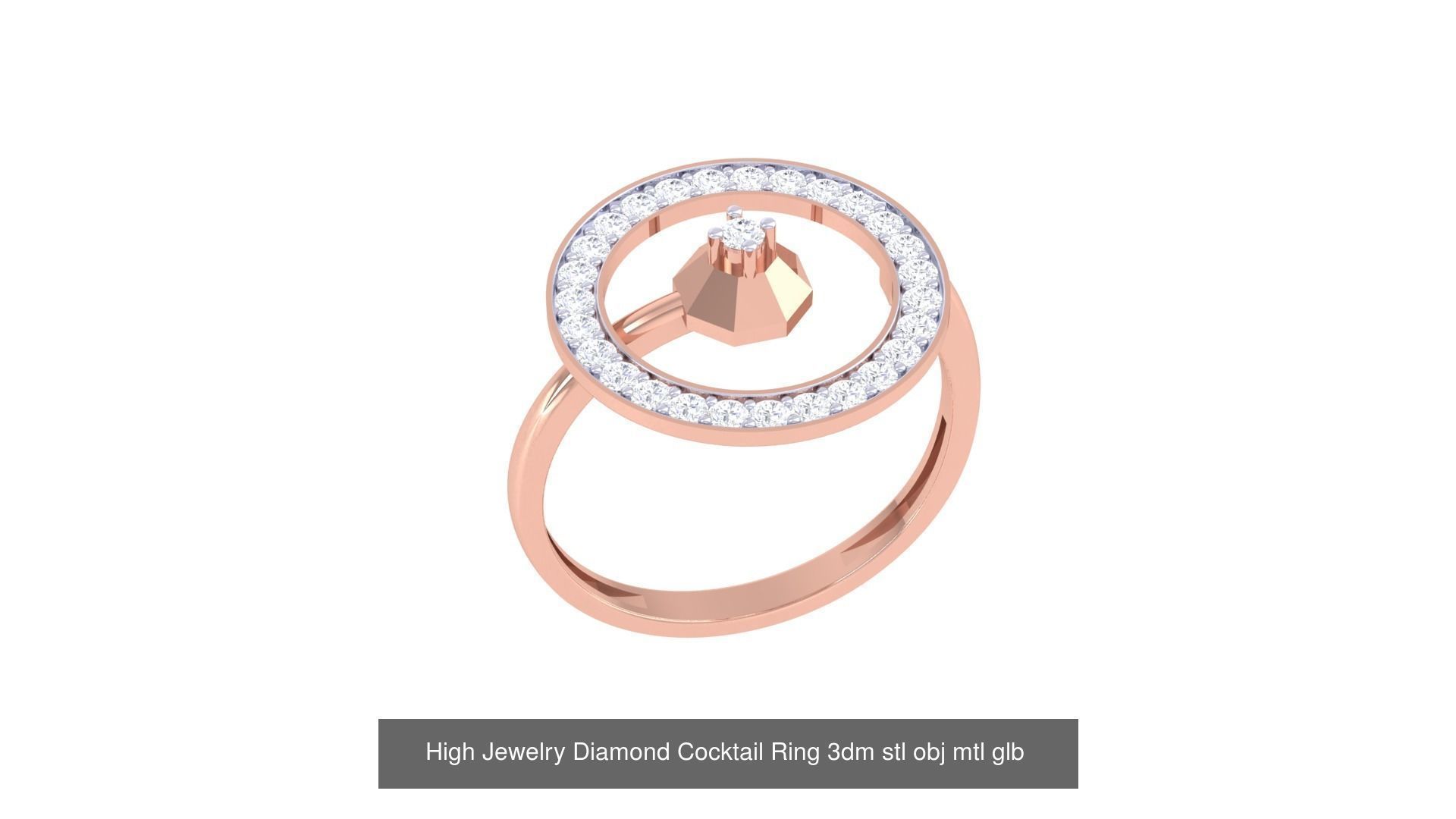 156 High Jewelry Diamond Cocktail Ring 3dm stl obj mtl glb 3D Model Collection_136