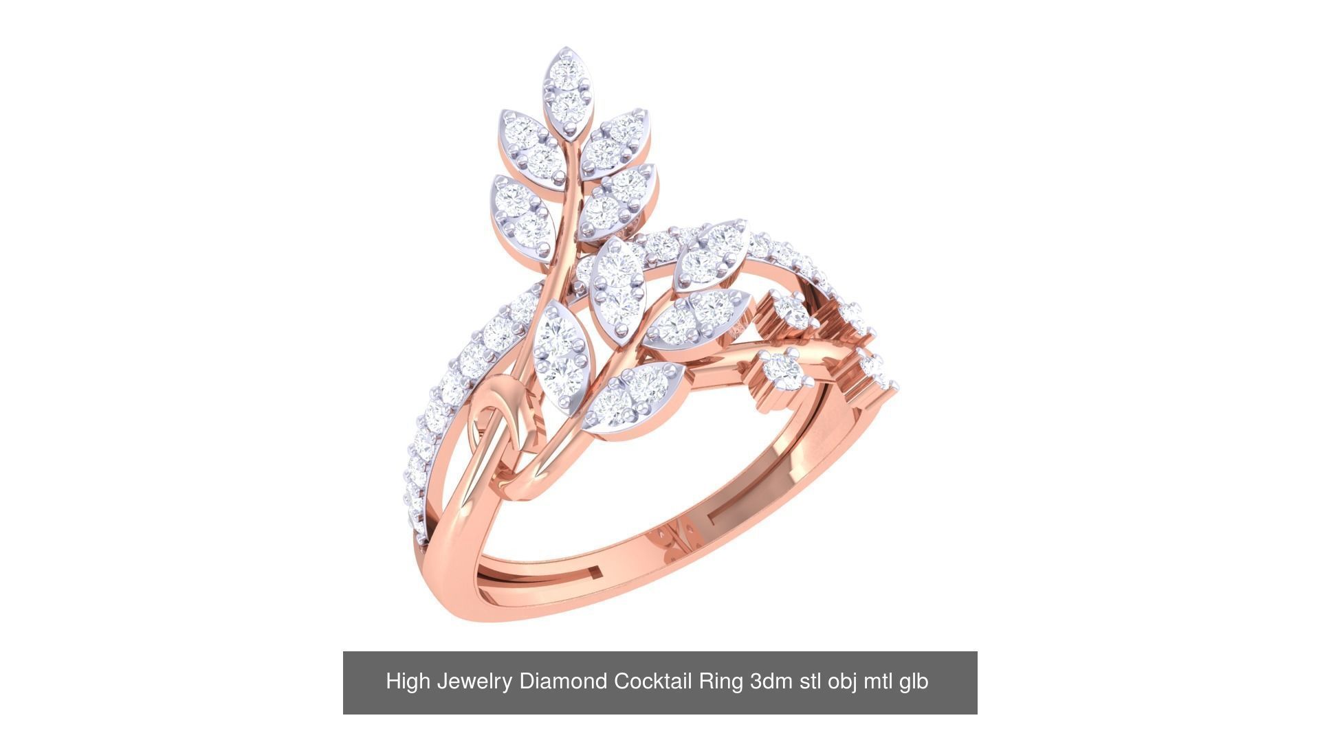 156 High Jewelry Diamond Cocktail Ring 3dm stl obj mtl glb 3D Model Collection_83