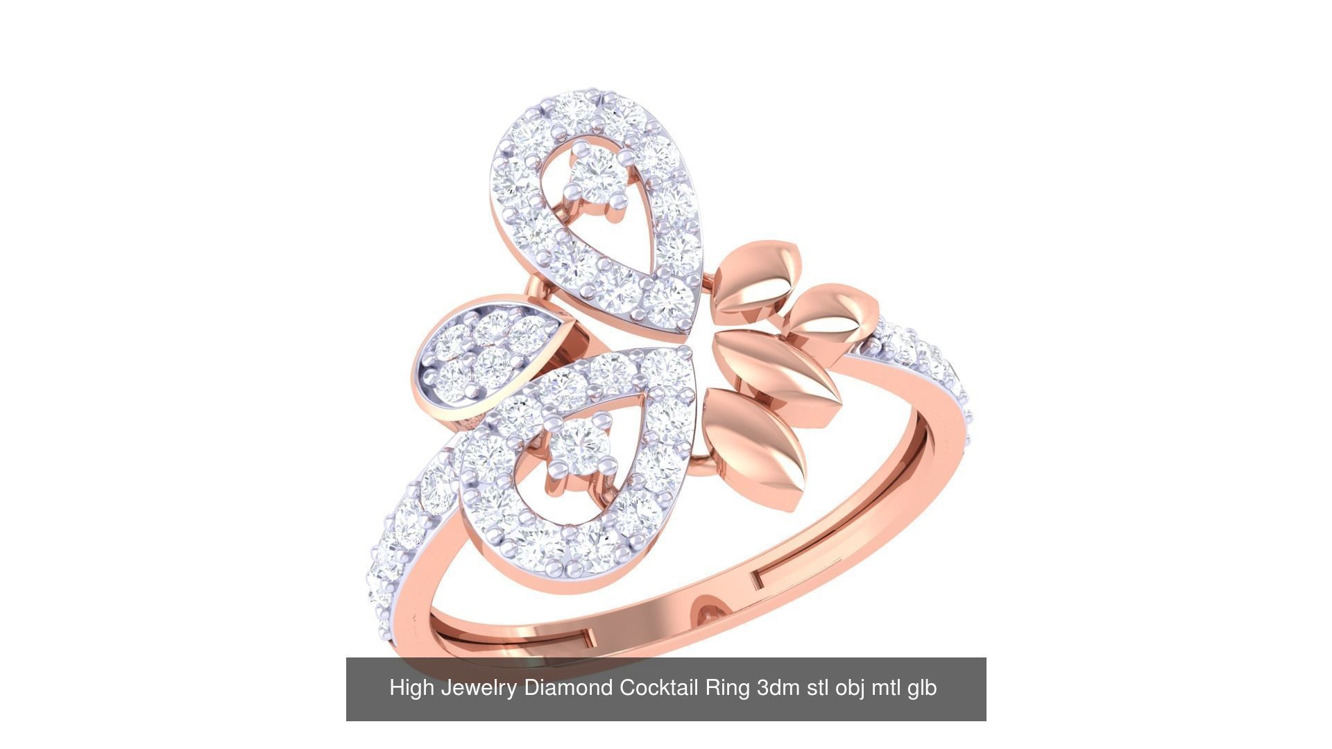 156 High Jewelry Diamond Cocktail Ring 3dm stl obj mtl glb 3D Model Collection_101