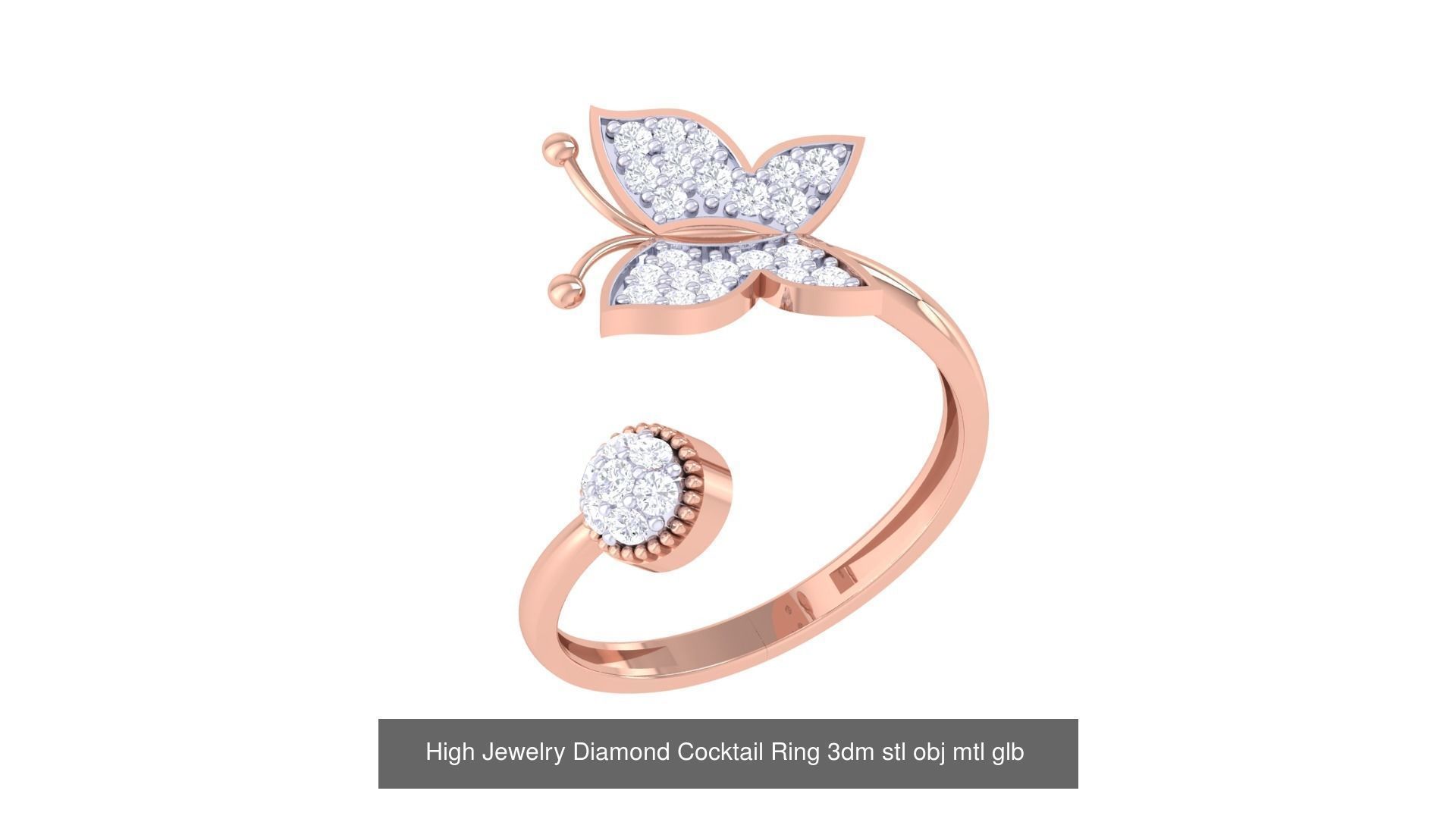 156 High Jewelry Diamond Cocktail Ring 3dm stl obj mtl glb 3D Model Collection_145