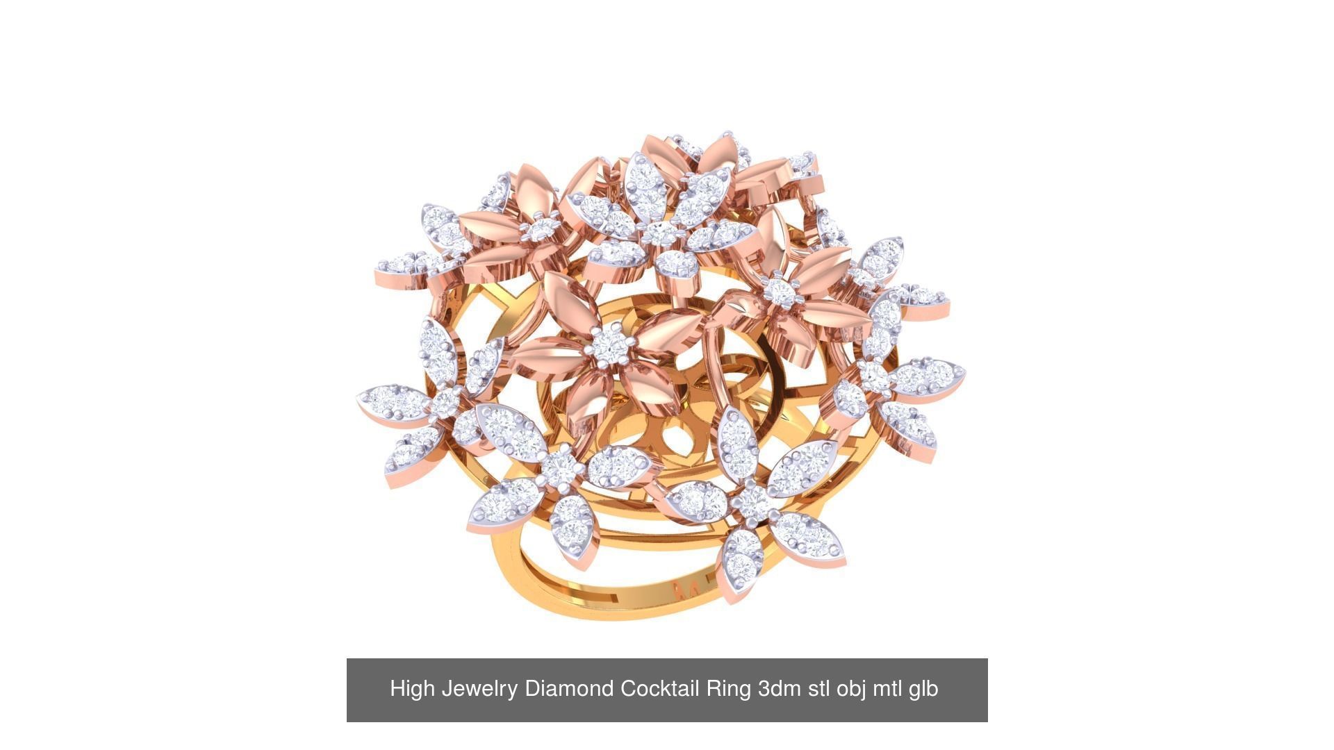 156 High Jewelry Diamond Cocktail Ring 3dm stl obj mtl glb 3D Model Collection_81