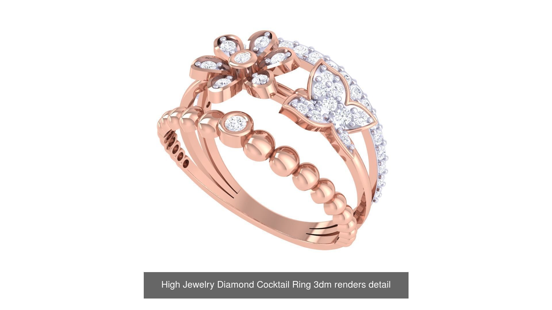 156 High Jewelry Diamond Cocktail Ring 3dm stl obj mtl glb 3D Model Collection_119