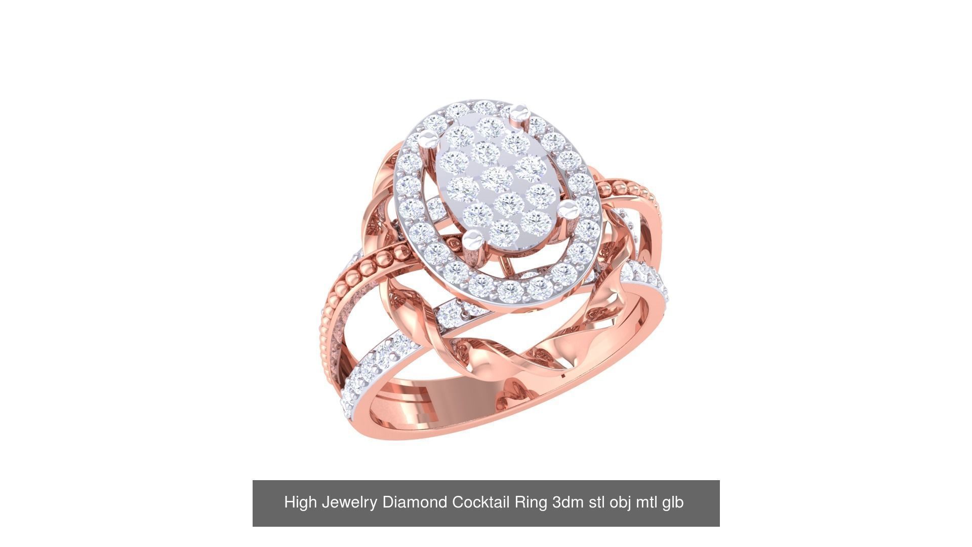 156 High Jewelry Diamond Cocktail Ring 3dm stl obj mtl glb 3D Model Collection_60