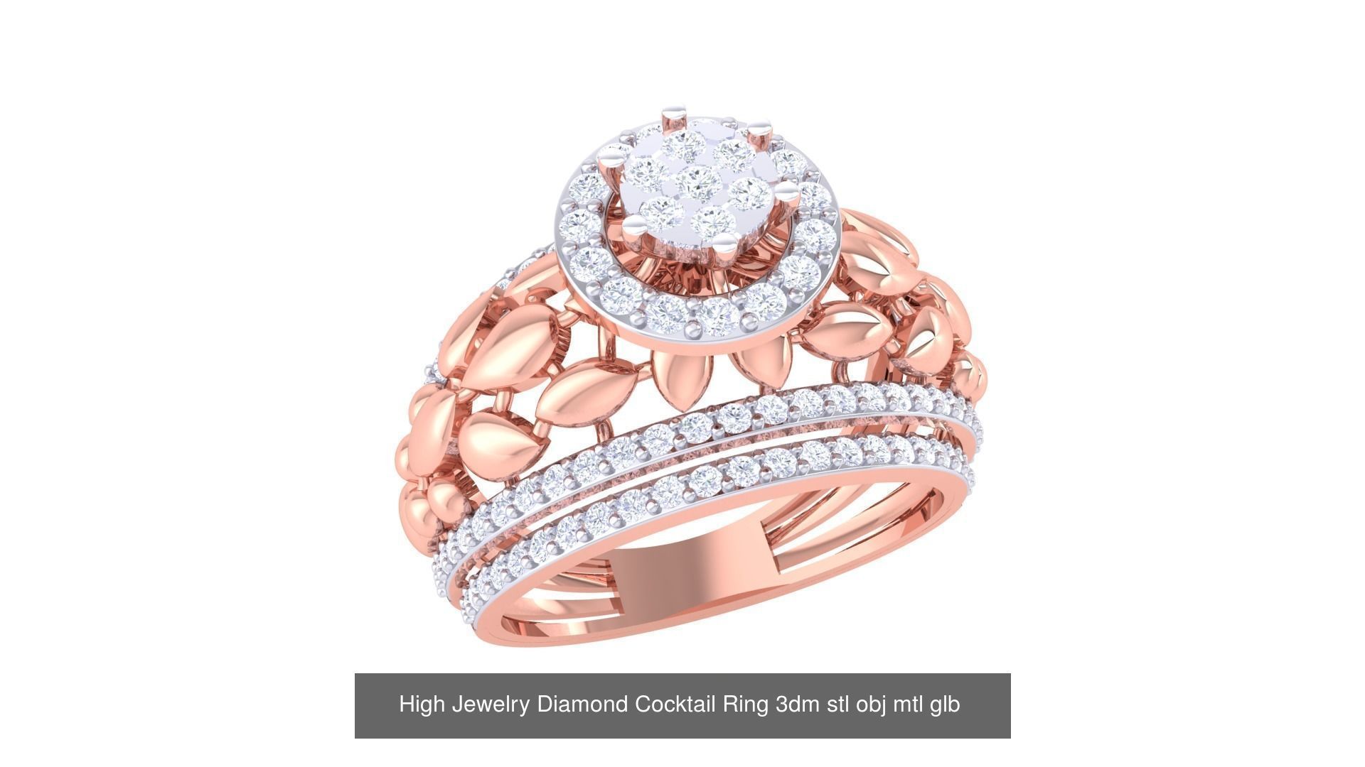 156 High Jewelry Diamond Cocktail Ring 3dm stl obj mtl glb 3D Model Collection_50