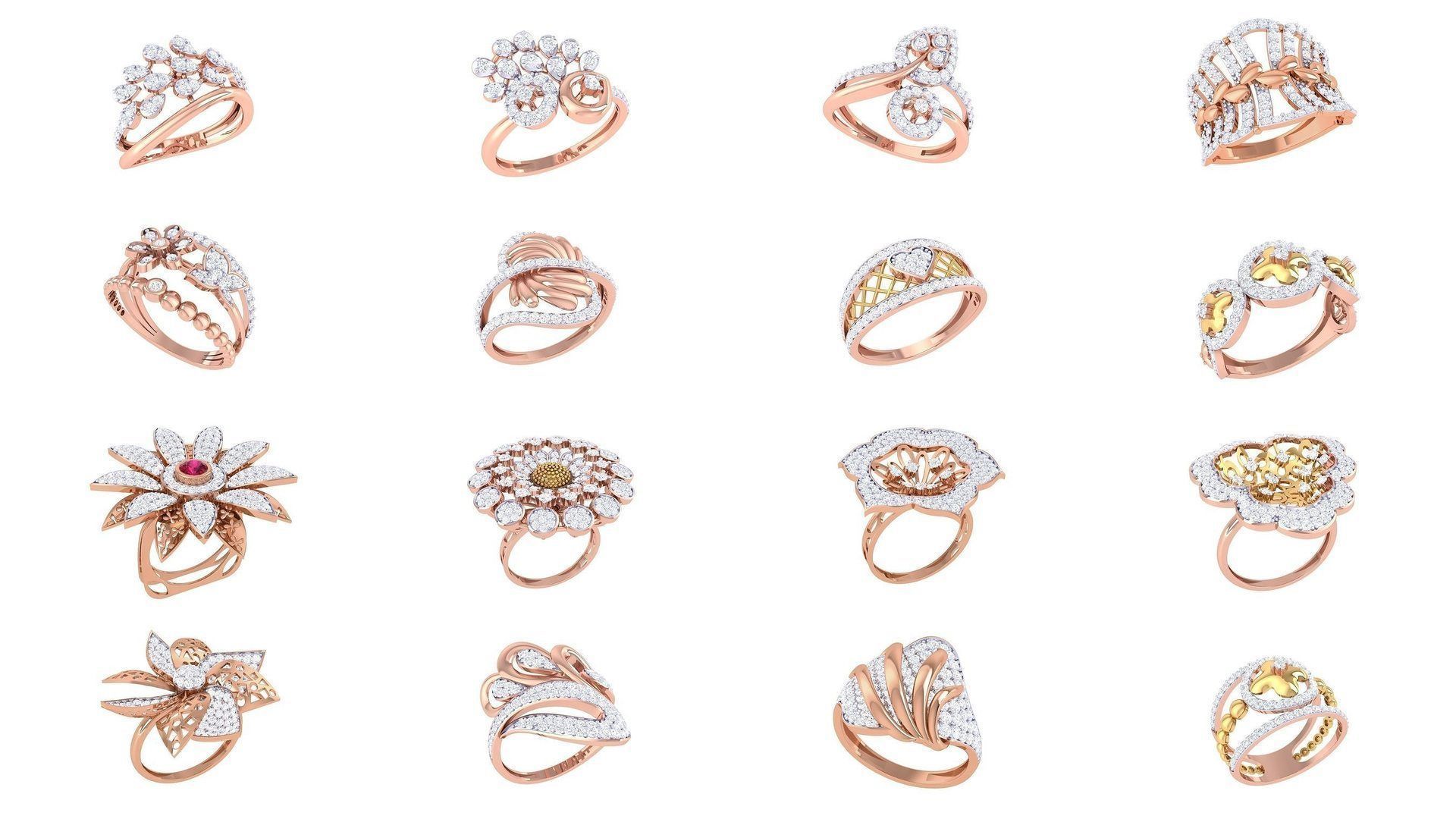 156 High Jewelry Diamond Cocktail Ring 3dm stl obj mtl glb 3D Model Collection_11