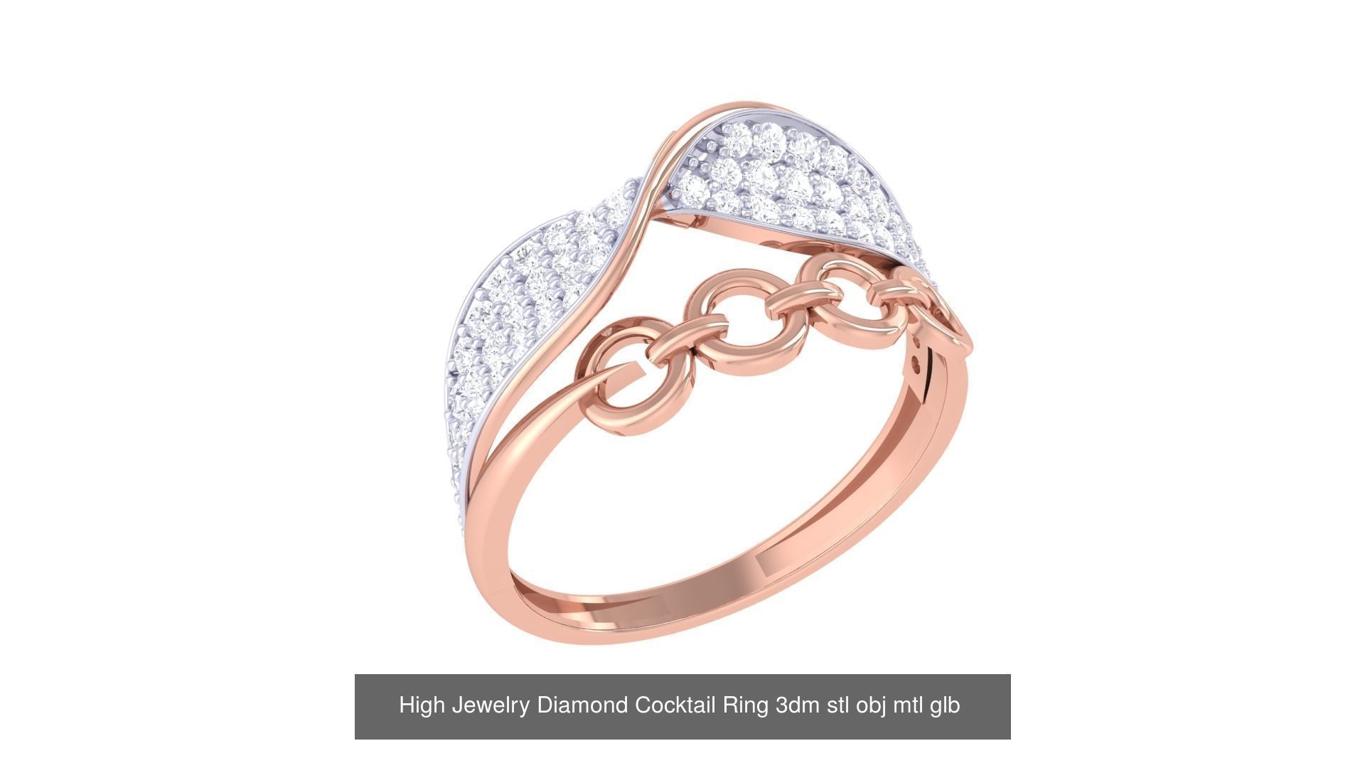 156 High Jewelry Diamond Cocktail Ring 3dm stl obj mtl glb 3D Model Collection_144