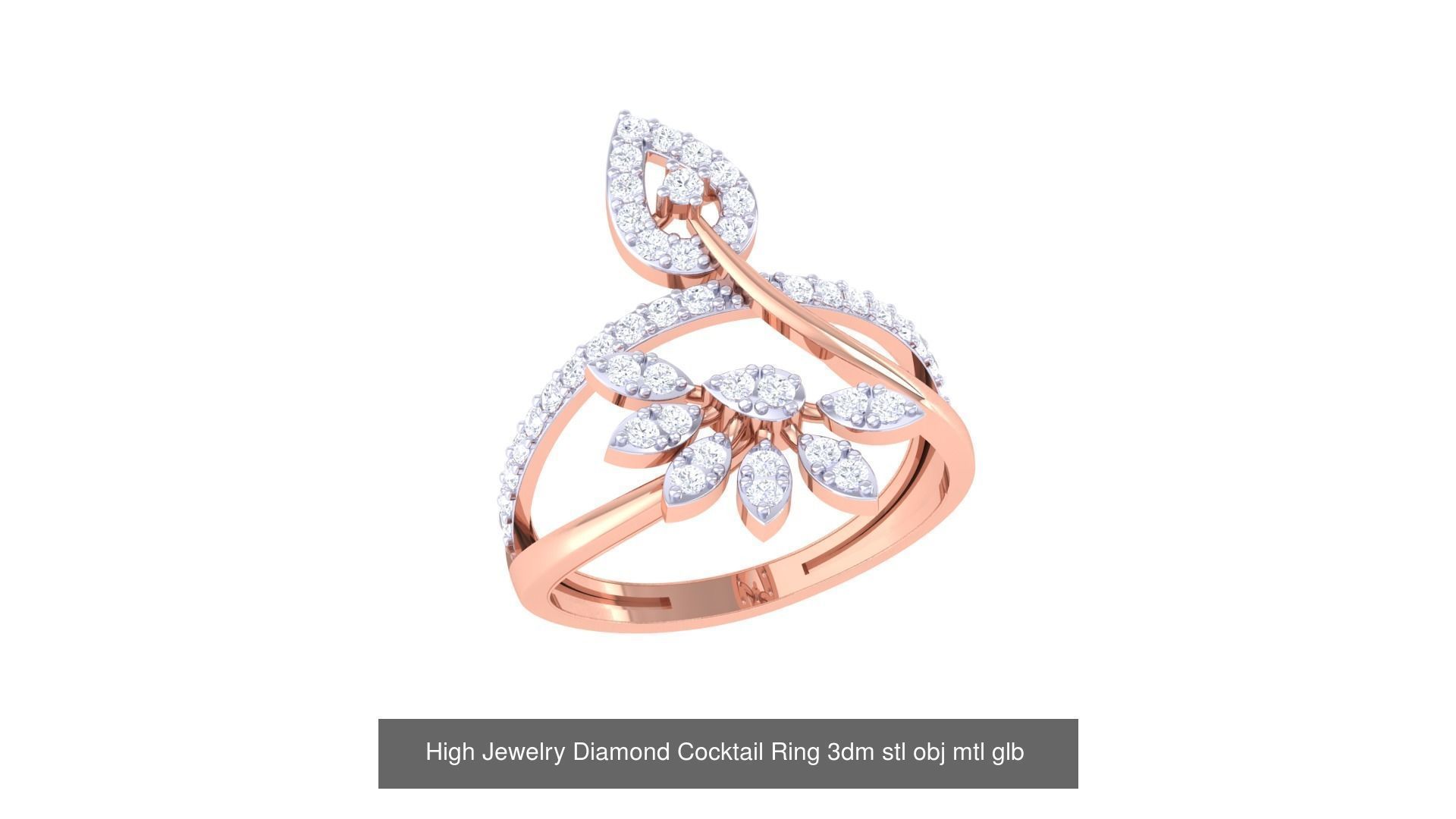 156 High Jewelry Diamond Cocktail Ring 3dm stl obj mtl glb 3D Model Collection_90