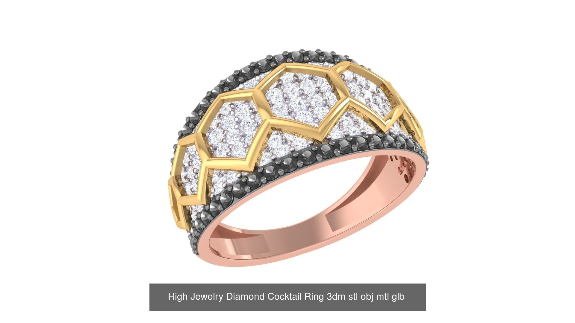 156 High Jewelry Diamond Cocktail Ring 3dm stl obj mtl glb 3D Model Collection_132