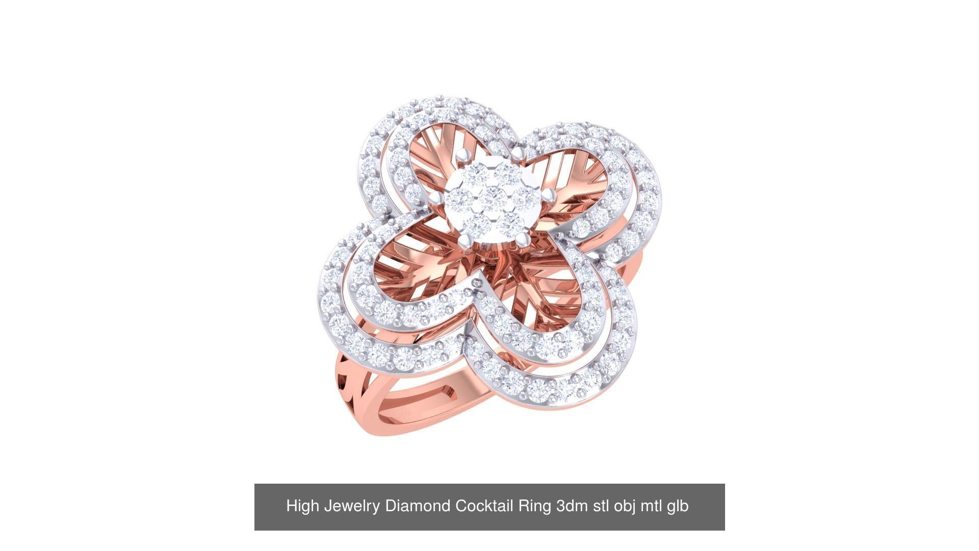 156 High Jewelry Diamond Cocktail Ring 3dm stl obj mtl glb 3D Model Collection_58