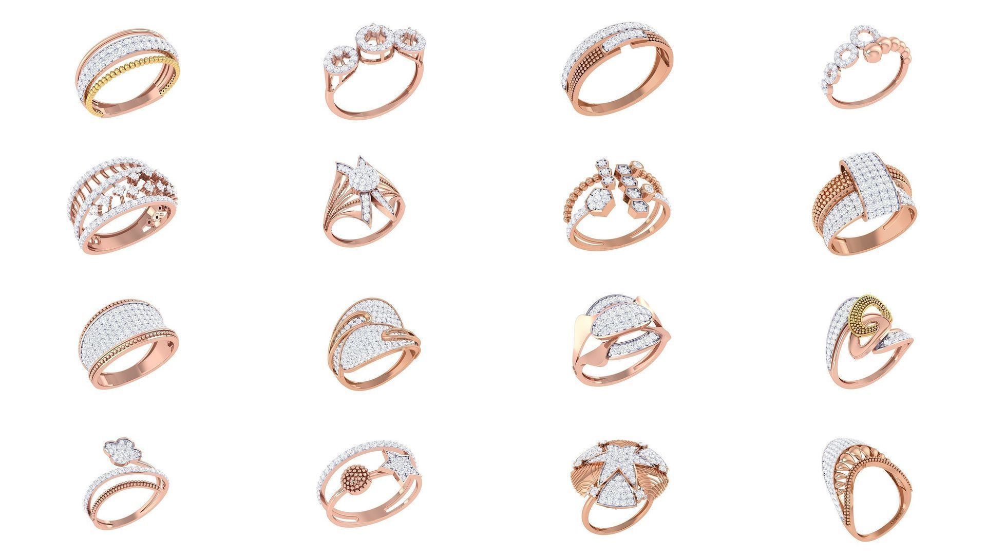 156 High Jewelry Diamond Cocktail Ring 3dm stl obj mtl glb 3D Model Collection_15