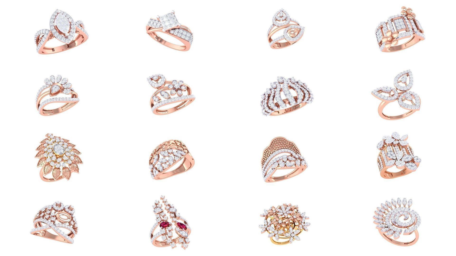 156 High Jewelry Diamond Cocktail Ring 3dm stl obj mtl glb 3D Model Collection_5