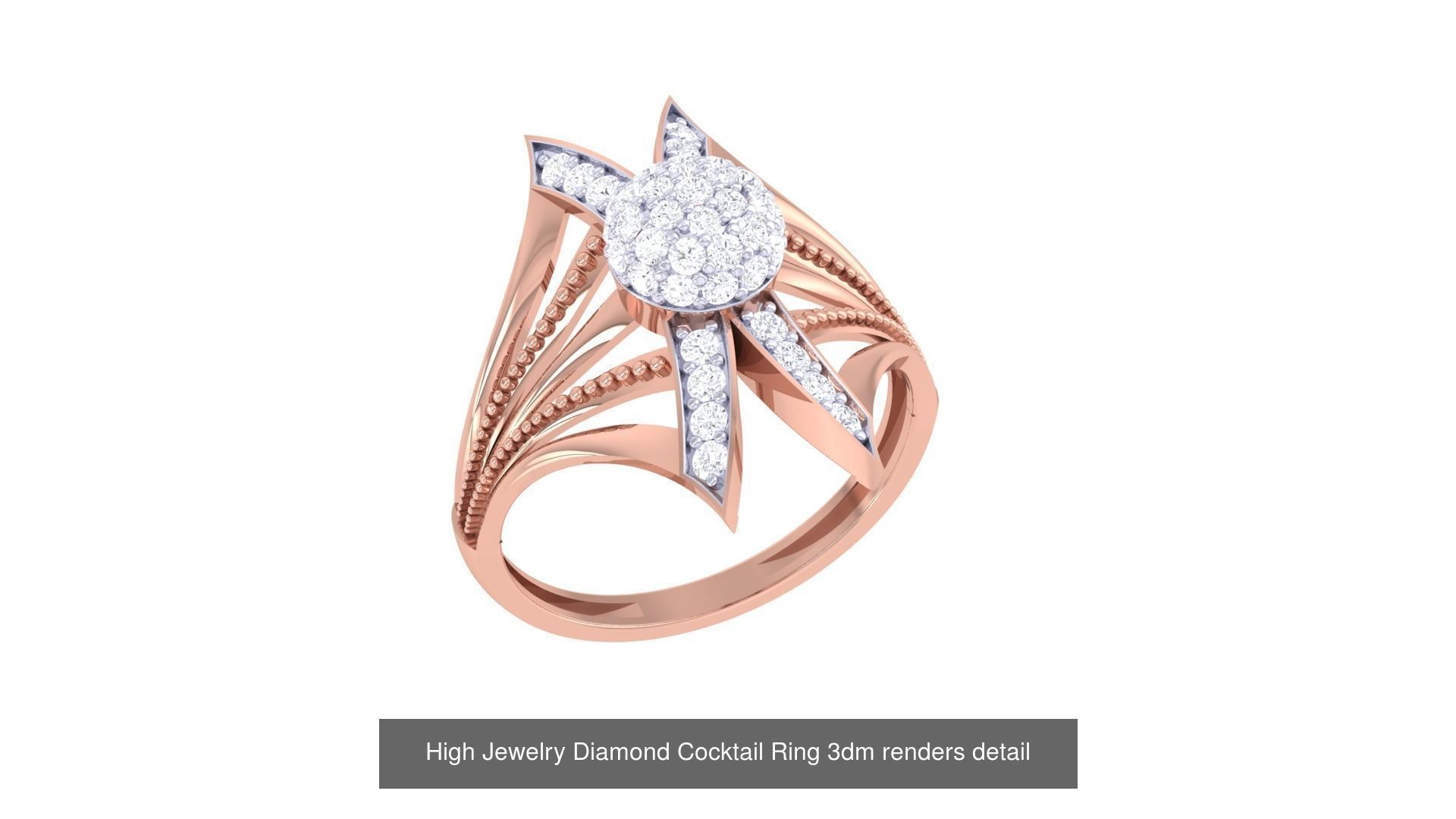 156 High Jewelry Diamond Cocktail Ring 3dm stl obj mtl glb 3D Model Collection_152