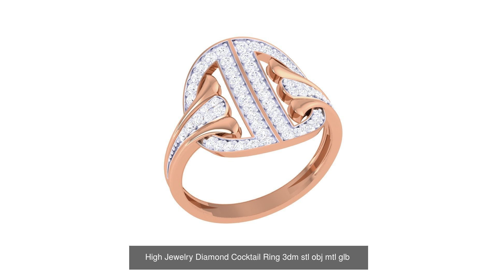 156 High Jewelry Diamond Cocktail Ring 3dm stl obj mtl glb 3D Model Collection_133