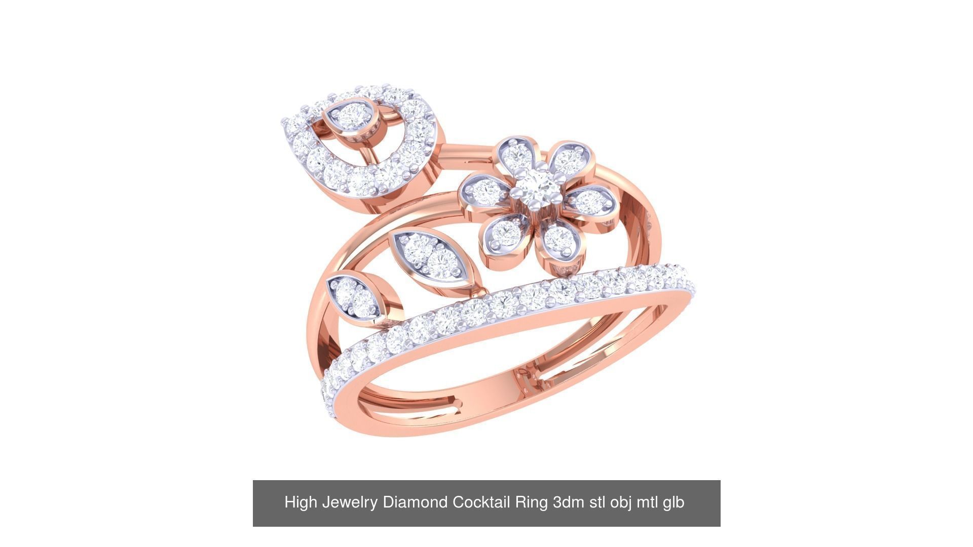 156 High Jewelry Diamond Cocktail Ring 3dm stl obj mtl glb 3D Model Collection_72