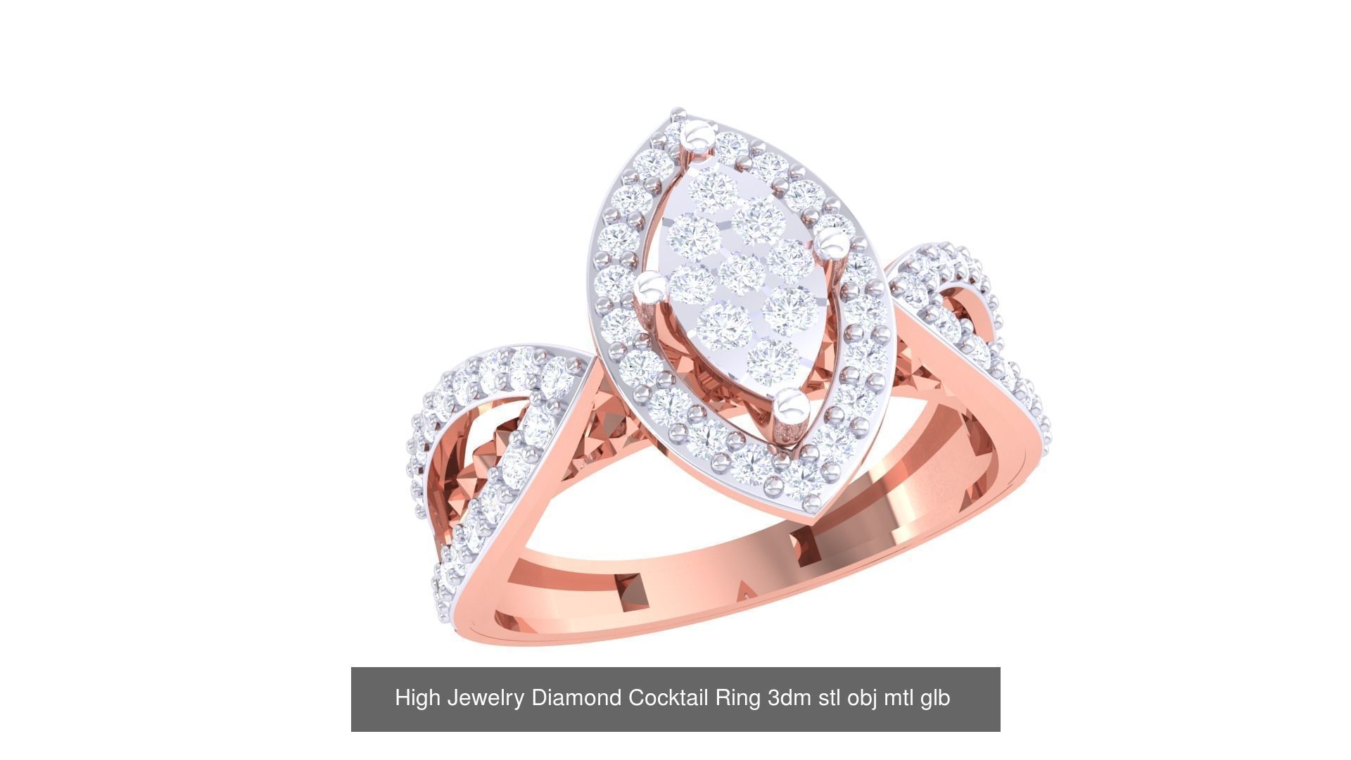 156 High Jewelry Diamond Cocktail Ring 3dm stl obj mtl glb 3D Model Collection_67