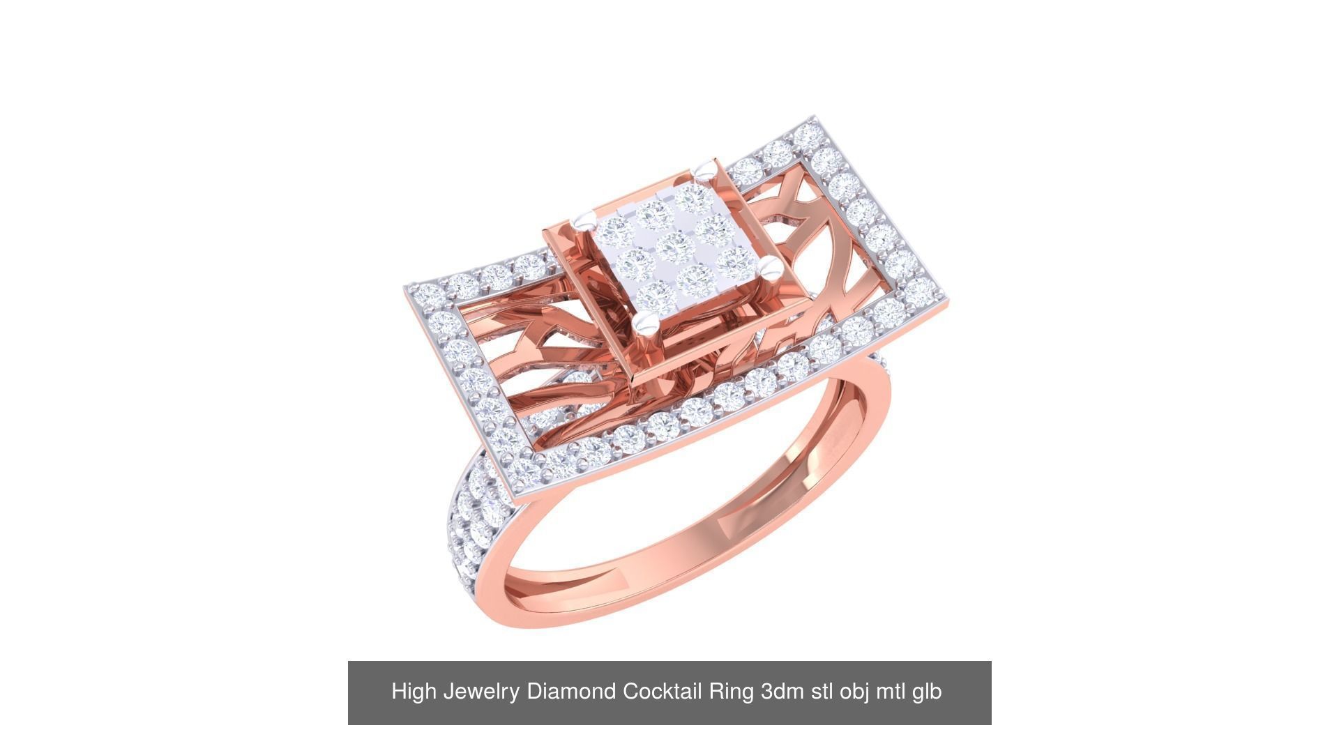 156 High Jewelry Diamond Cocktail Ring 3dm stl obj mtl glb 3D Model Collection_26