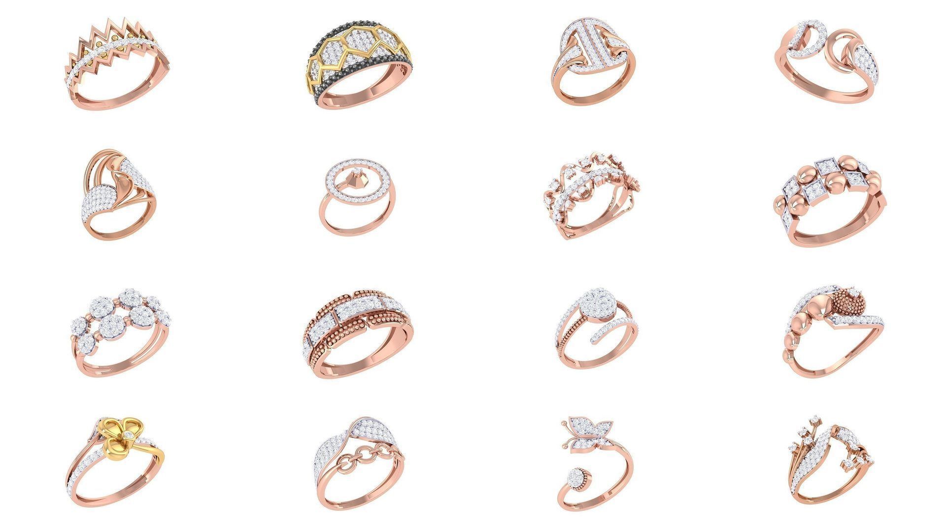 156 High Jewelry Diamond Cocktail Ring 3dm stl obj mtl glb 3D Model Collection_13