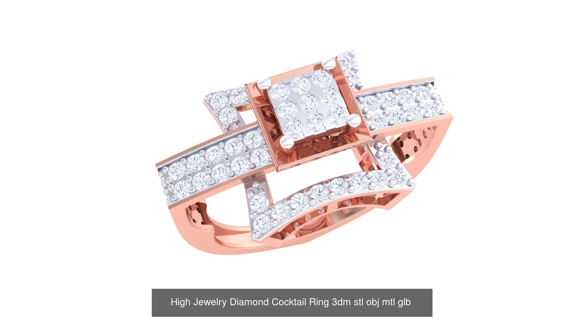 156 High Jewelry Diamond Cocktail Ring 3dm stl obj mtl glb 3D Model Collection_65