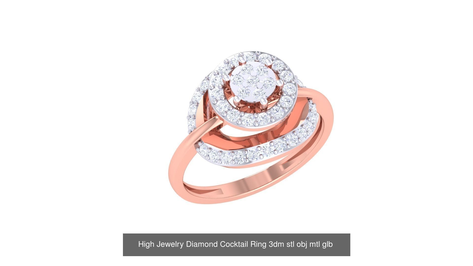 156 High Jewelry Diamond Cocktail Ring 3dm stl obj mtl glb 3D Model Collection_47