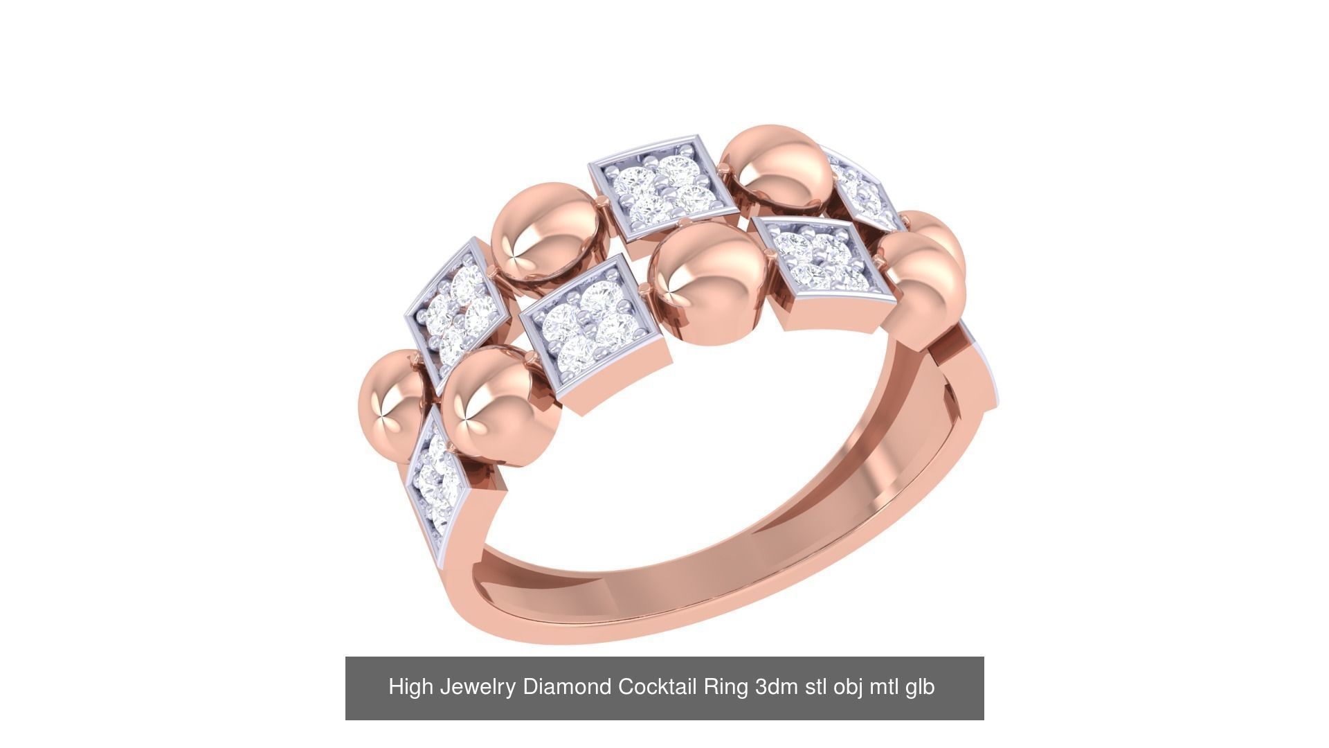 156 High Jewelry Diamond Cocktail Ring 3dm stl obj mtl glb 3D Model Collection_138