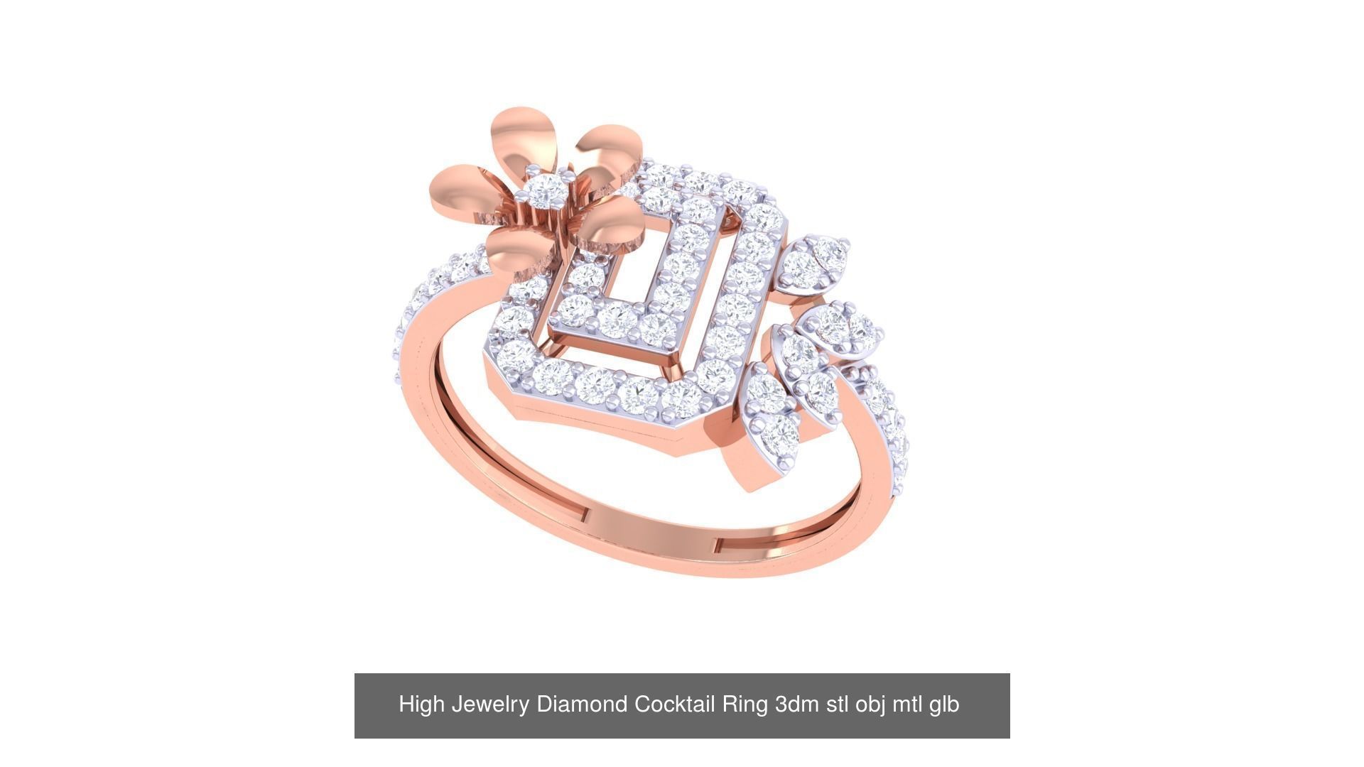 156 High Jewelry Diamond Cocktail Ring 3dm stl obj mtl glb 3D Model Collection_104