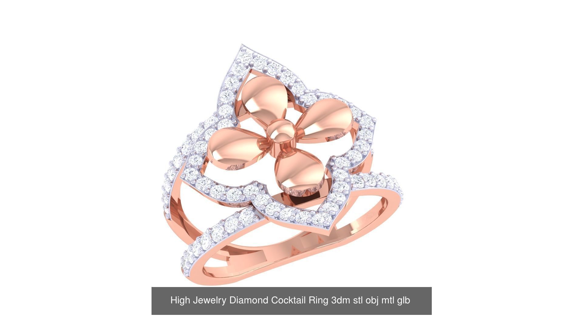 156 High Jewelry Diamond Cocktail Ring 3dm stl obj mtl glb 3D Model Collection_98