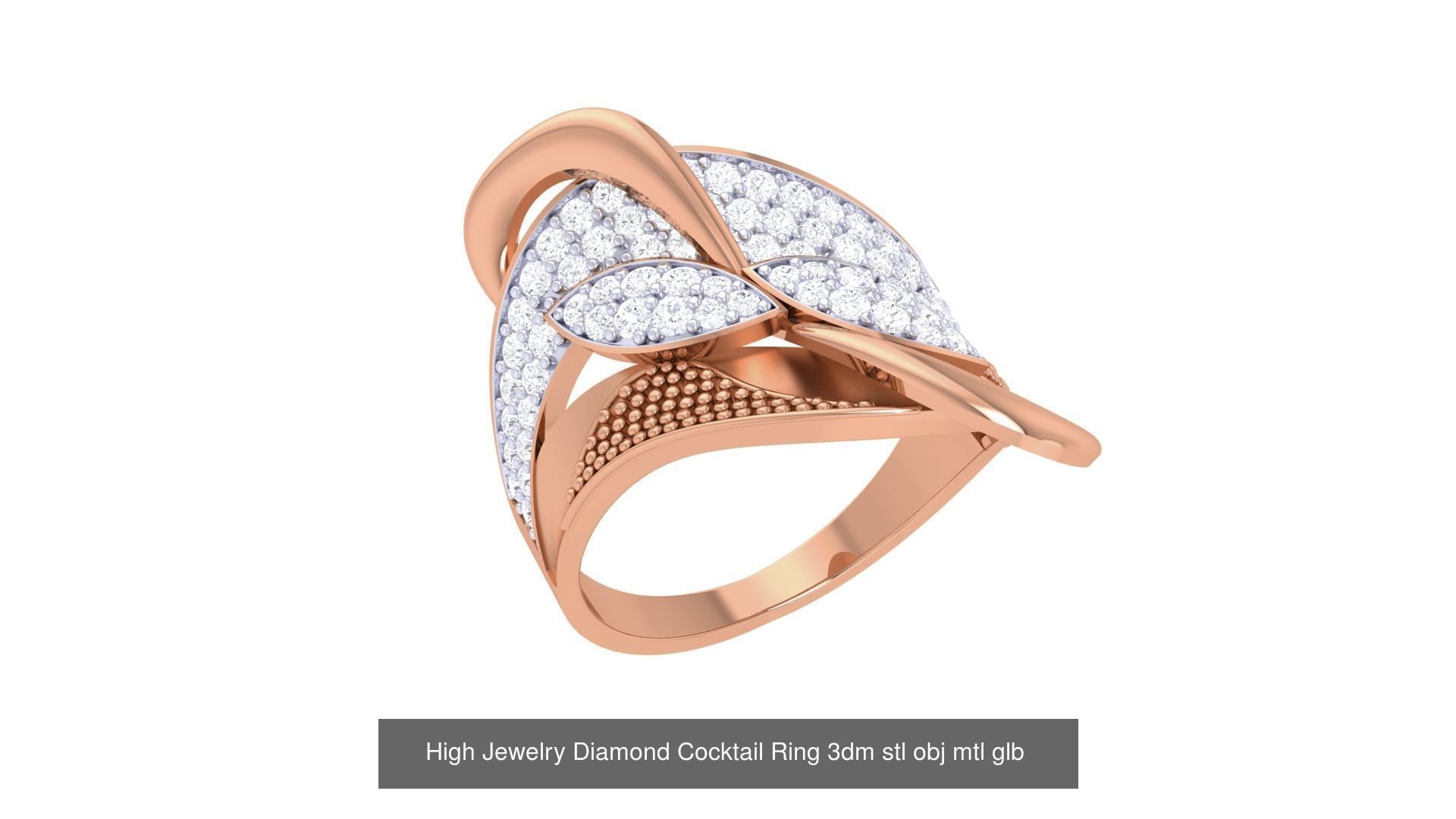 156 High Jewelry Diamond Cocktail Ring 3dm stl obj mtl glb 3D Model Collection_168