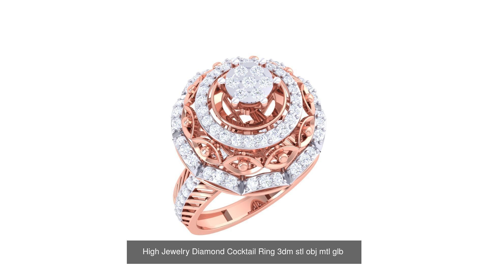 156 High Jewelry Diamond Cocktail Ring 3dm stl obj mtl glb 3D Model Collection_35