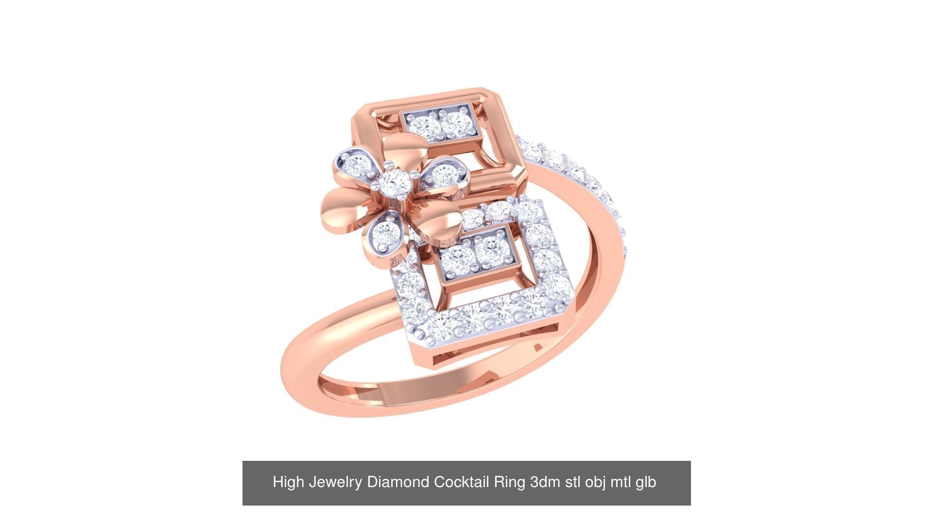 156 High Jewelry Diamond Cocktail Ring 3dm stl obj mtl glb 3D Model Collection_107