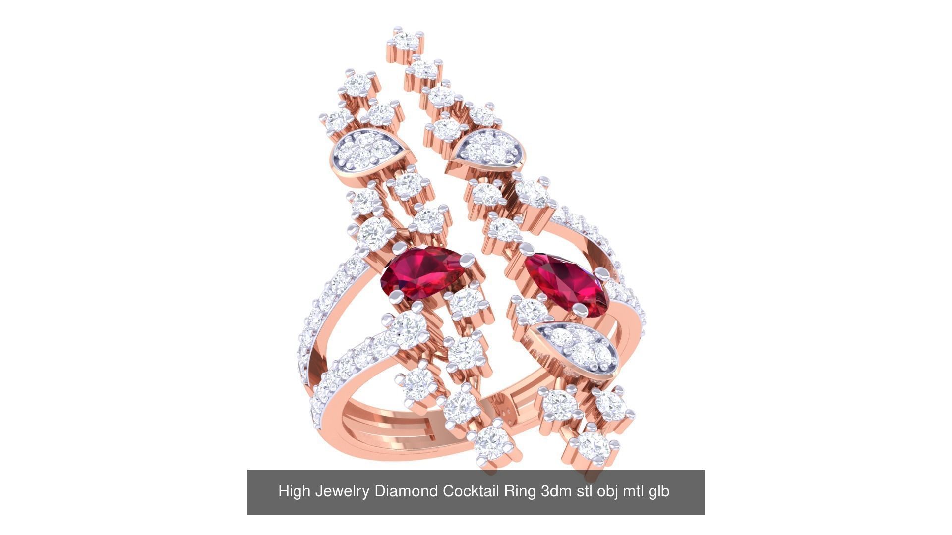 156 High Jewelry Diamond Cocktail Ring 3dm stl obj mtl glb 3D Model Collection_80