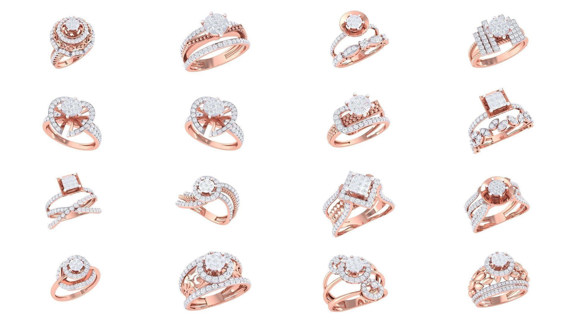 156 High Jewelry Diamond Cocktail Ring 3dm stl obj mtl glb 3D Model Collection_1