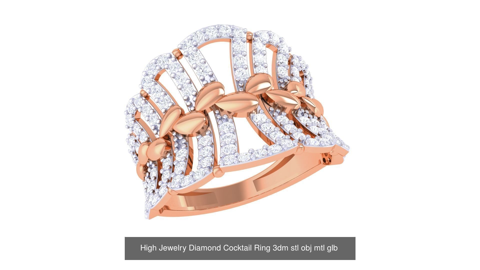 156 High Jewelry Diamond Cocktail Ring 3dm stl obj mtl glb 3D Model Collection_118