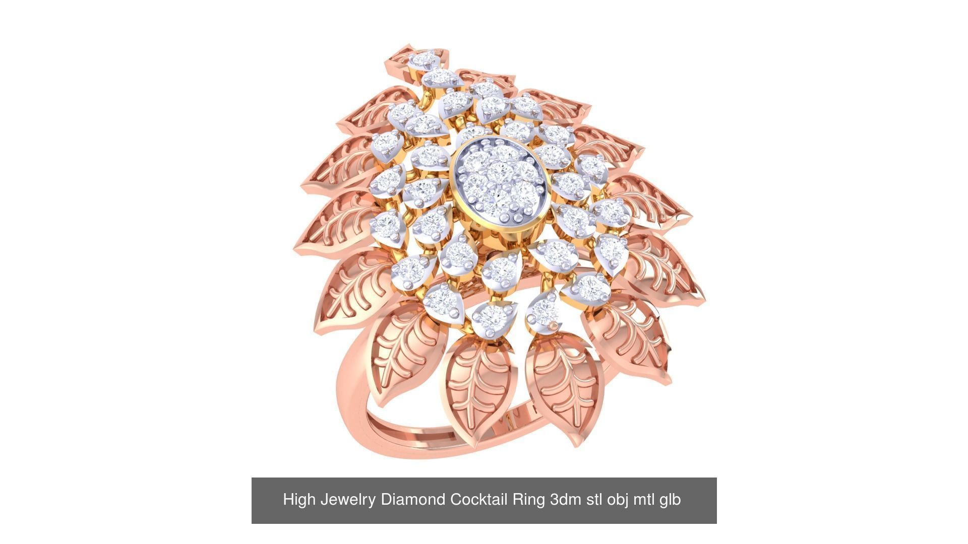 156 High Jewelry Diamond Cocktail Ring 3dm stl obj mtl glb 3D Model Collection_75